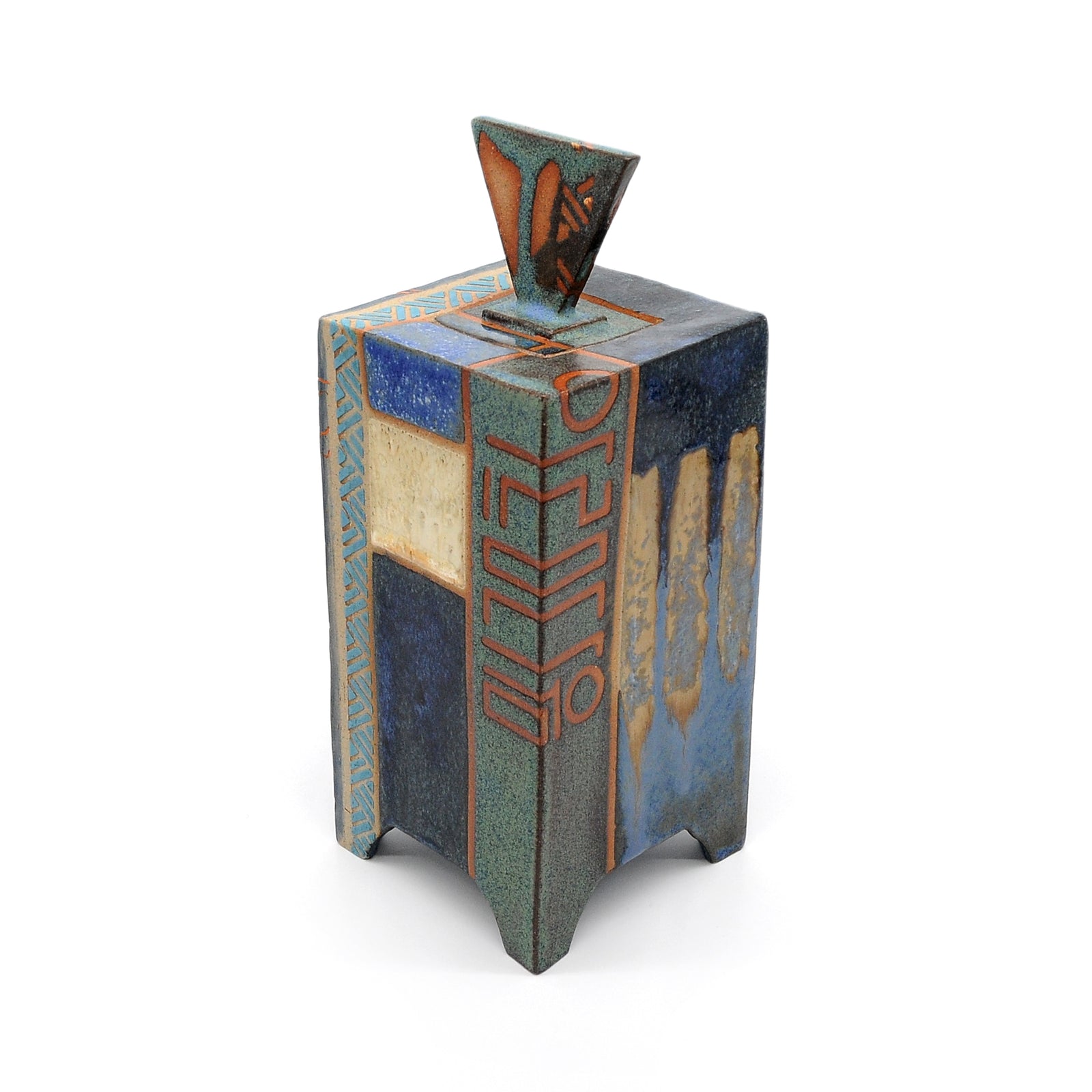 MK54 Orange Magnolia Box By Miae Kim ceramics available at Padstow Gallery, Cornwall