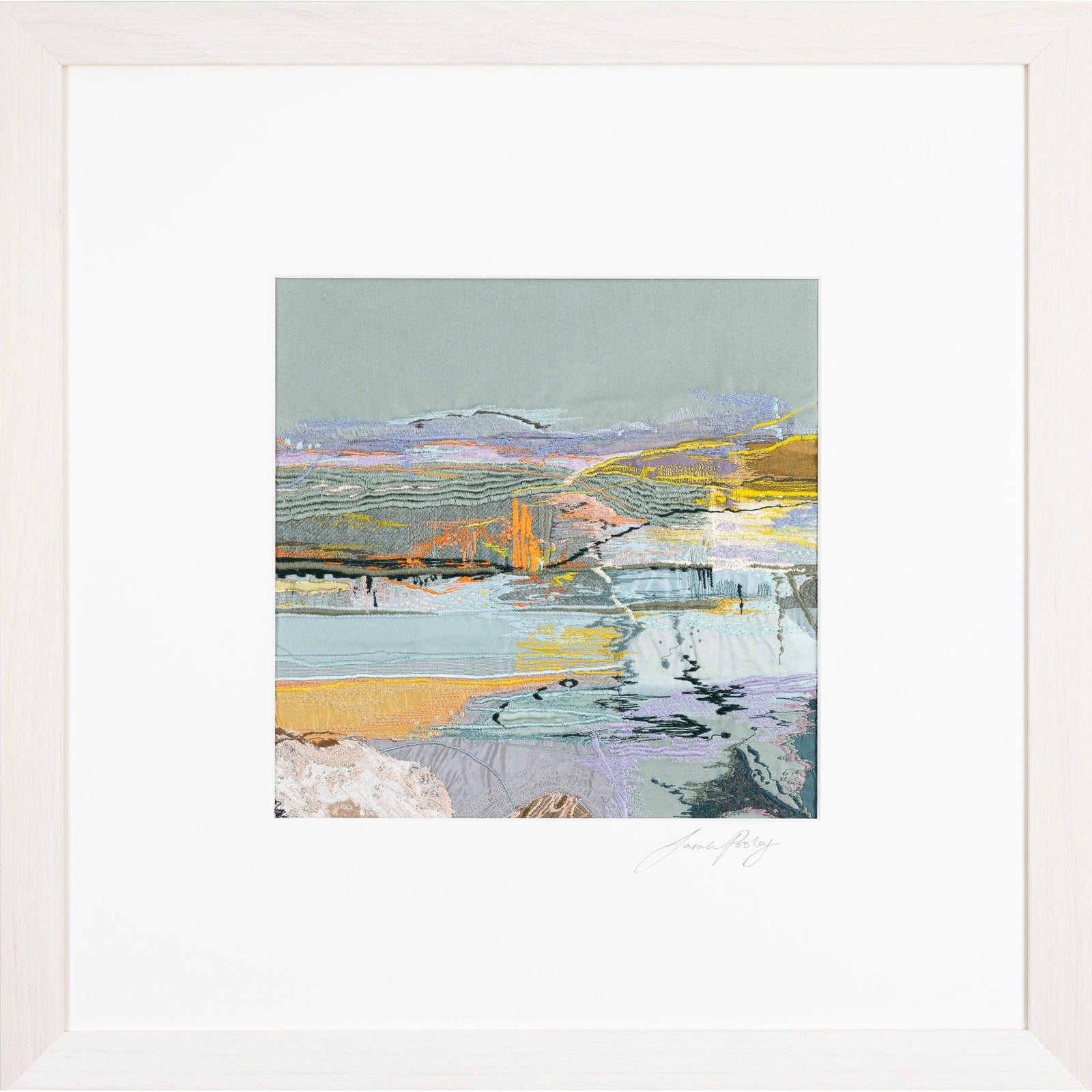 Retreating Tide, free machine embroidery, by Sarah Pooley, available at Padstow Gallery, Cornwall