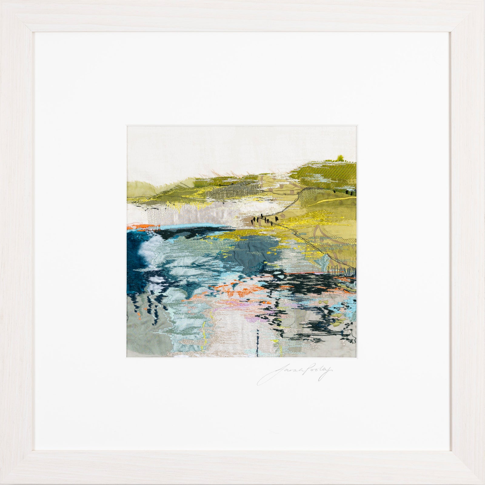 Ingressing Tide, free machine embroidery, by Sarah Pooley, available at Padstow Gallery, Cornwall