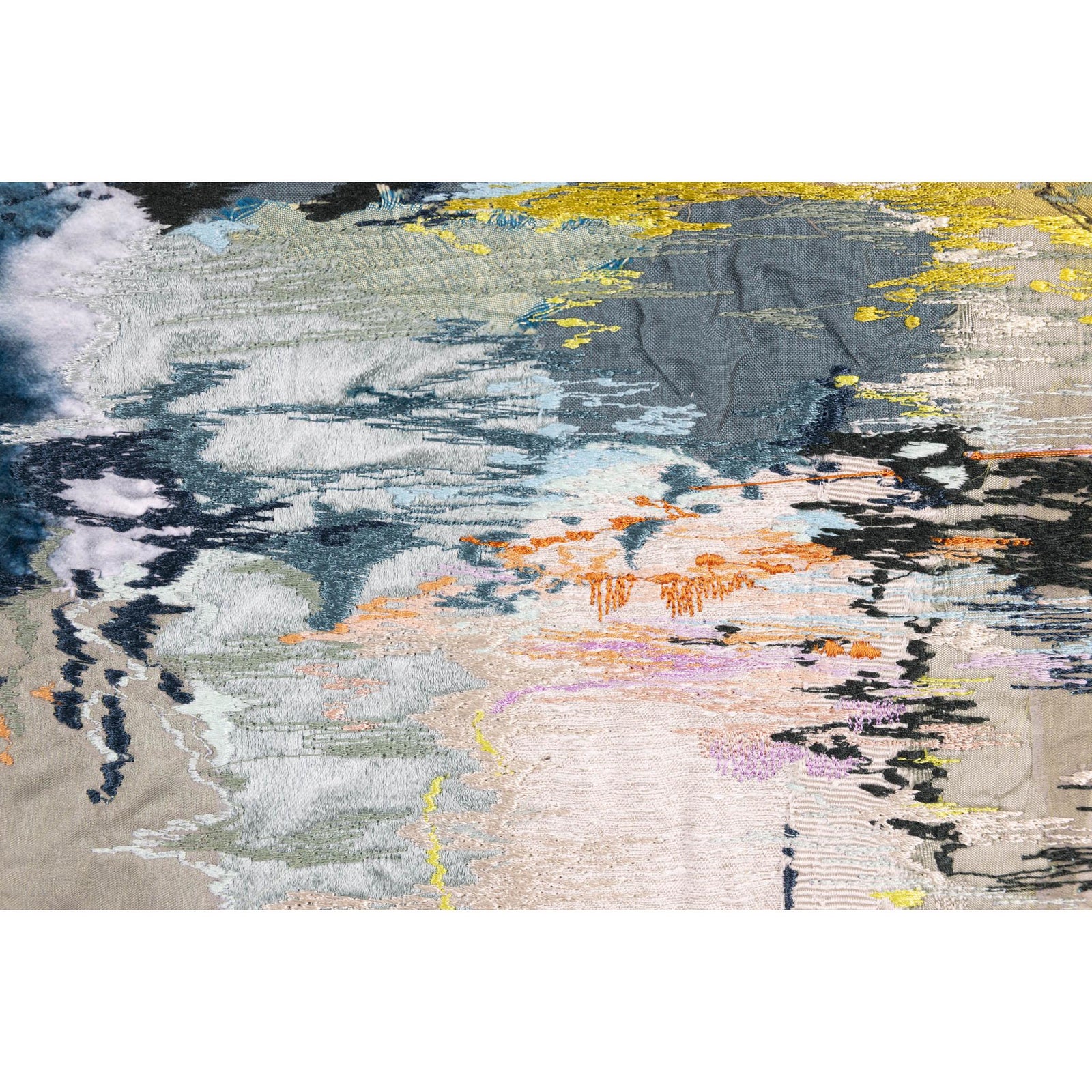 Ingressing Tide, free machine embroidery, by Sarah Pooley, available at Padstow Gallery, Cornwall