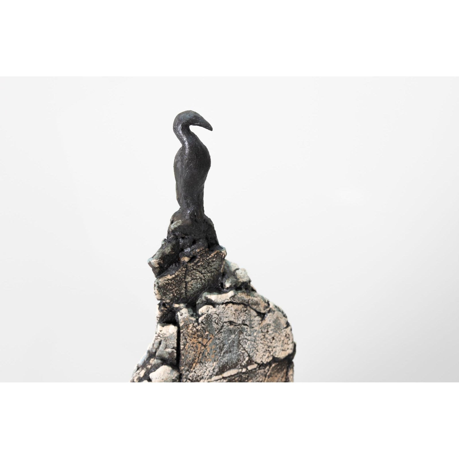 JS1 Cormorant on Rock by Jane Silk ceramics available at Padstow Gallery, Cornwall