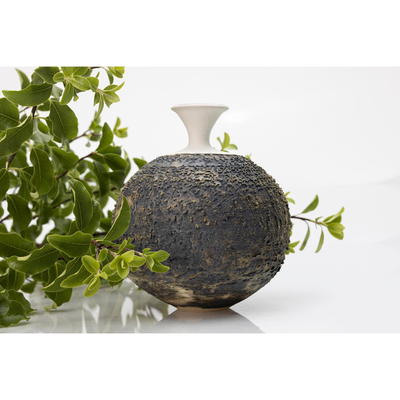 AMC194 Textured Round Vessel with Gold Lustre by Alex McCarthy available at Padstow Gallery, Cornwall