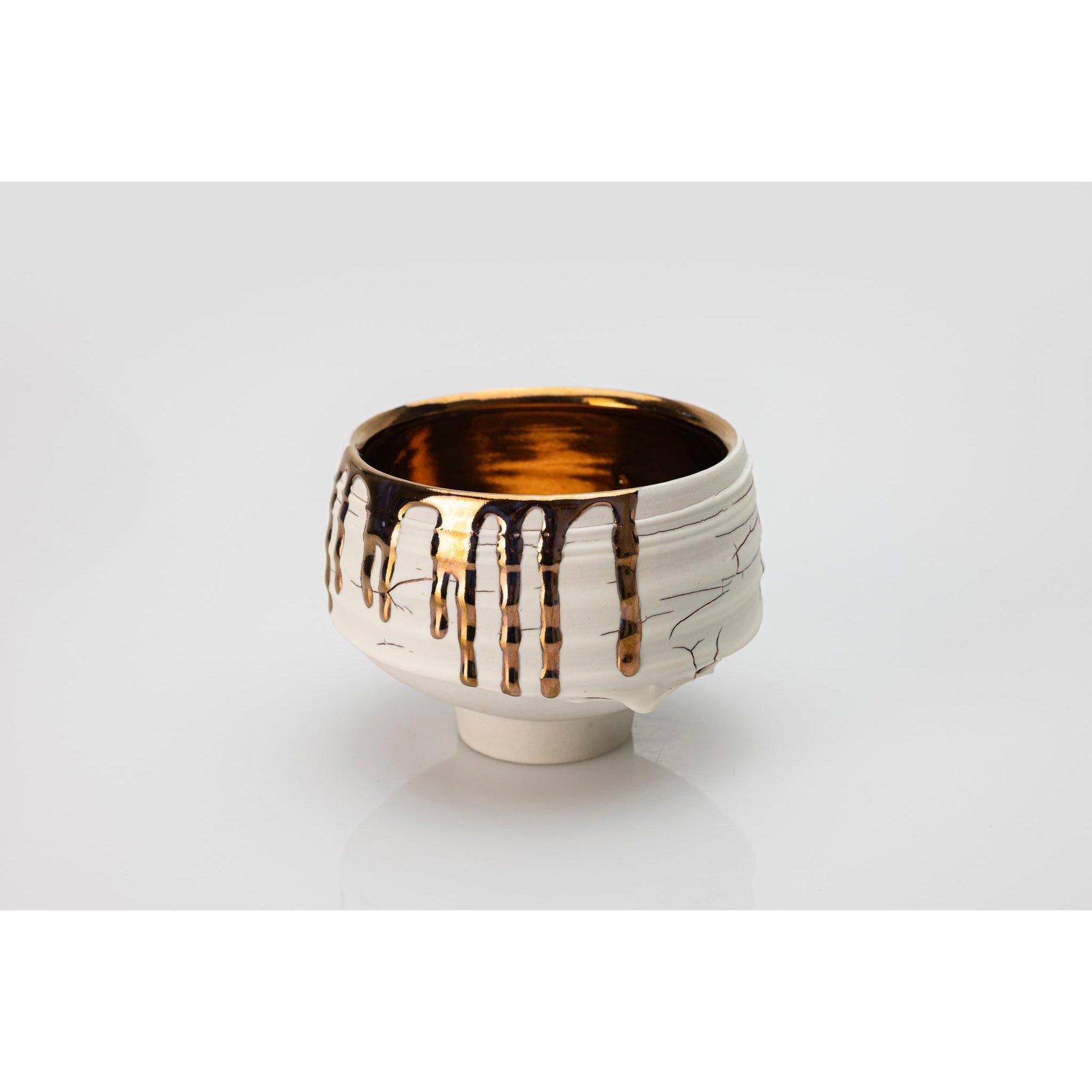 AMC187 Crackle Textured vessel with Copper Lustre Interior by Alex McCarthy available at Padstow Gallery, Cornwall