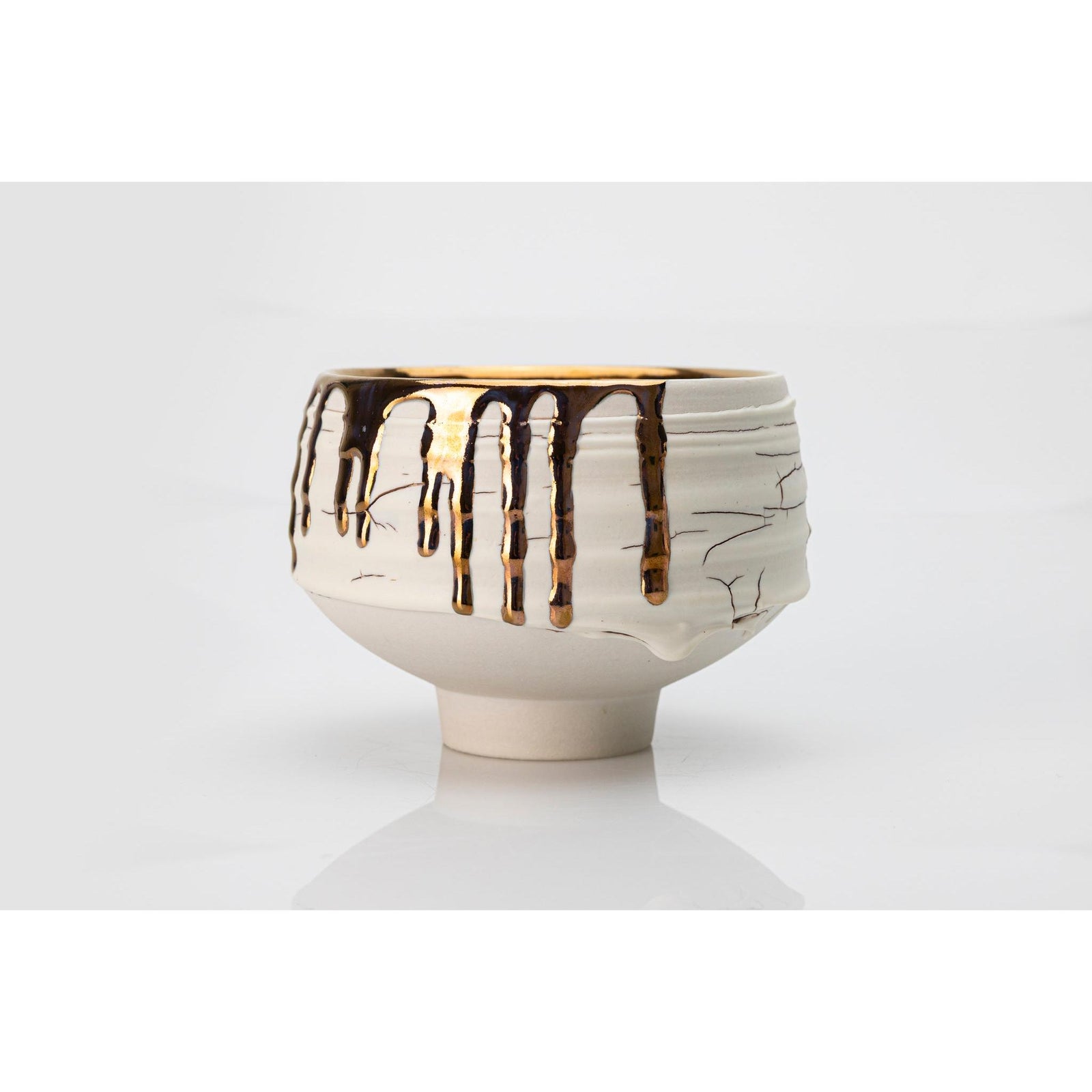 AMC187 Crackle Textured vessel with Copper Lustre Interior by Alex McCarthy available at Padstow Gallery, Cornwall