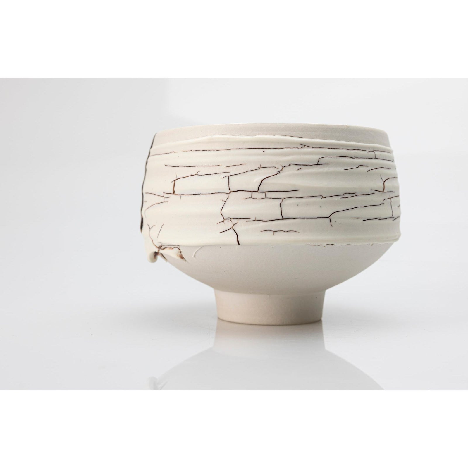 AMC187 Crackle Textured vessel with Copper Lustre Interior by Alex McCarthy available at Padstow Gallery, Cornwall