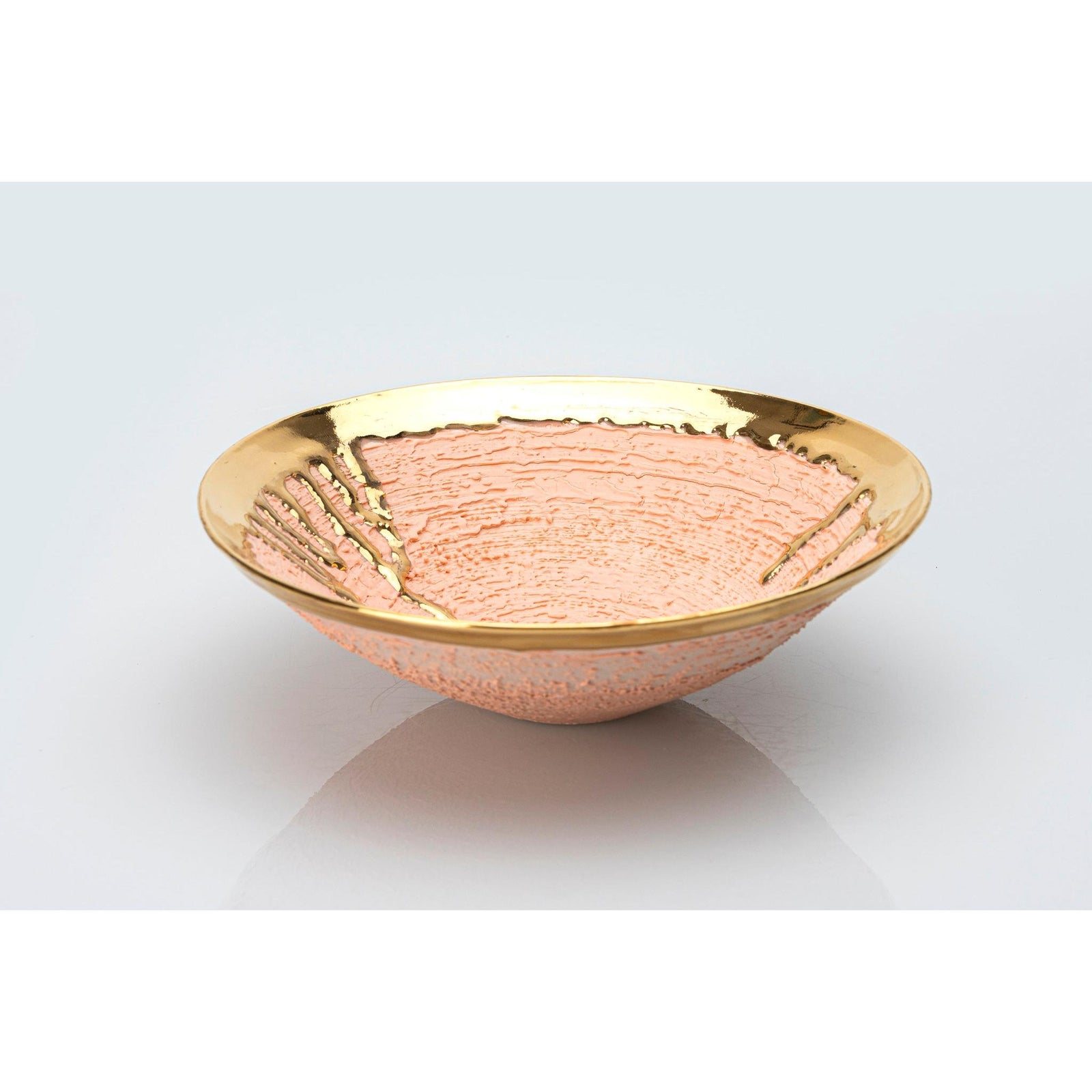 AMC208 Peach Fuzz Textured dish with Gold Lustre by Alex McCarthy available at Padstow Gallery, Cornwall