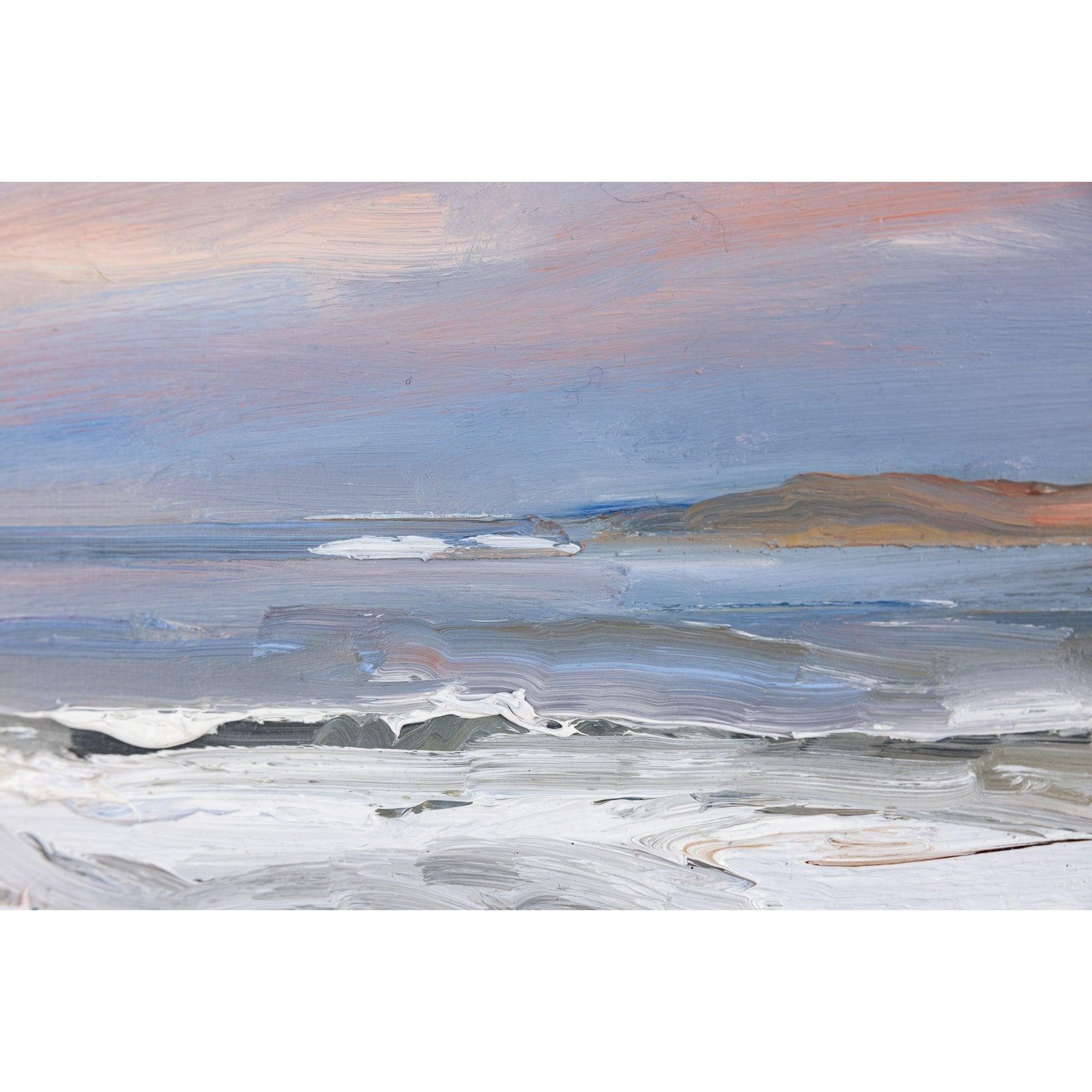 'High Tide, Porthcothan Beach' oil on board original by David Atkins, available at Padstow Gallery, Cornwall