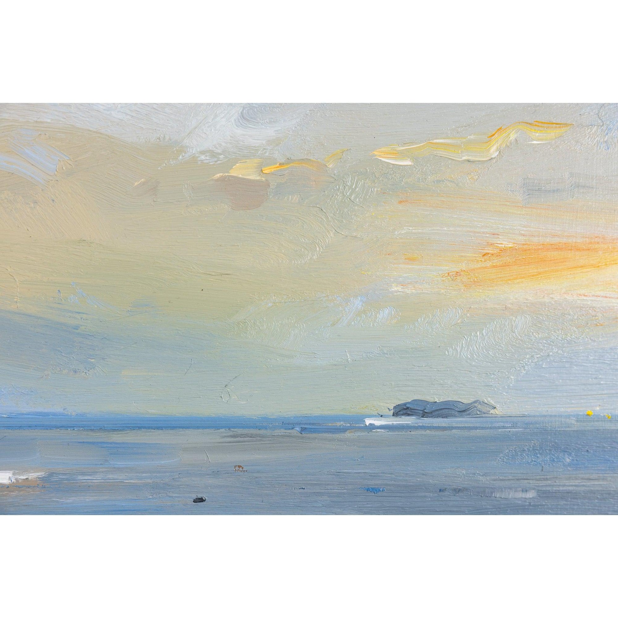 'Sunset, Mother Ivey's Bay' oil on board original by David Atkins, available at Padstow Gallery, Cornwall