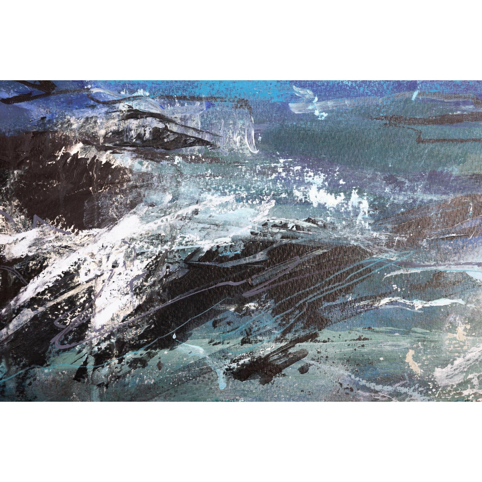 Storm Clouds Swell mixed media framed painting by Jo Ellis available at Padstow Gallery, Cornwall