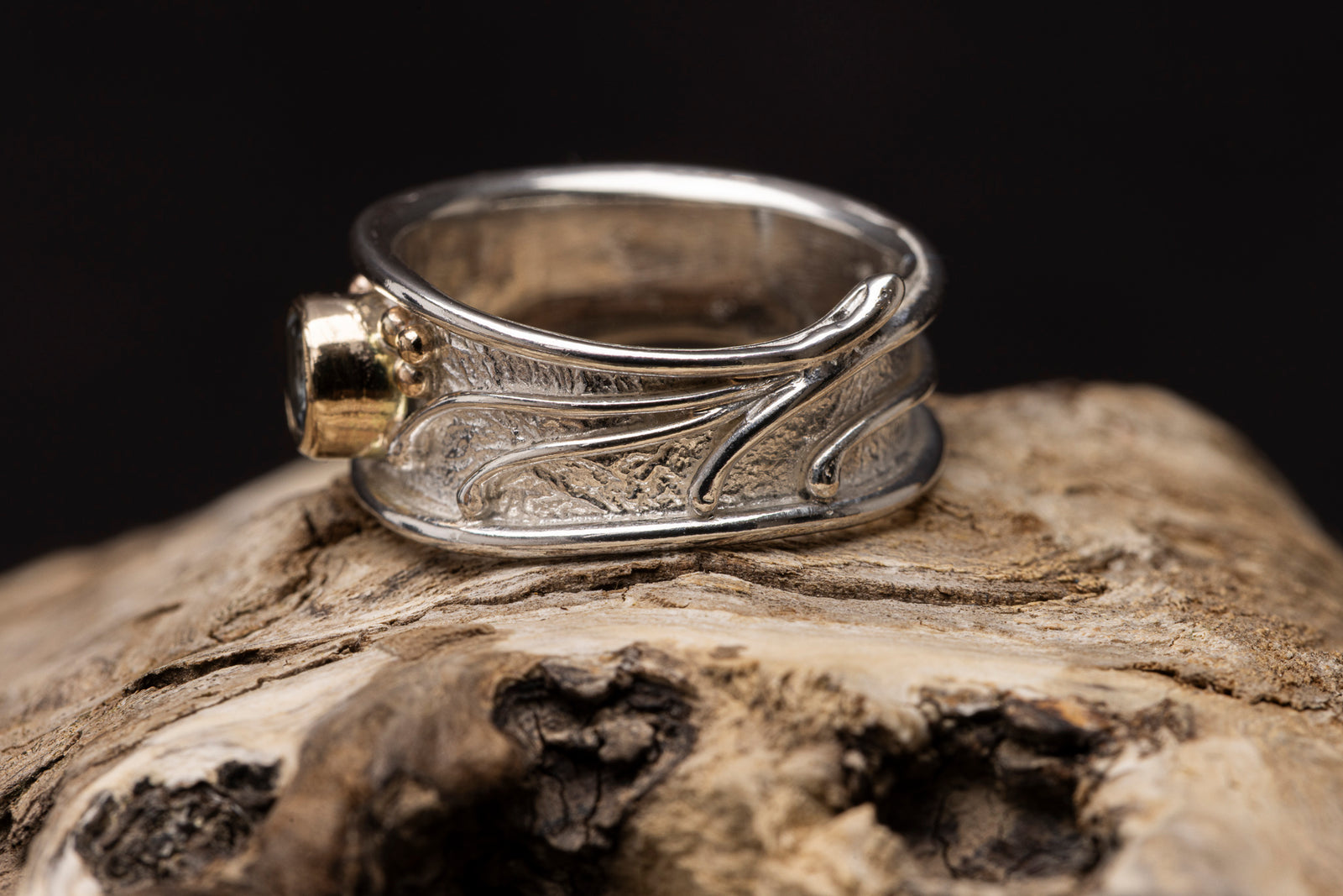 LG170 - Silver and 9ct Gold Topaz Ring by Les Grimshaw available at Padstow Gallery Cornwall