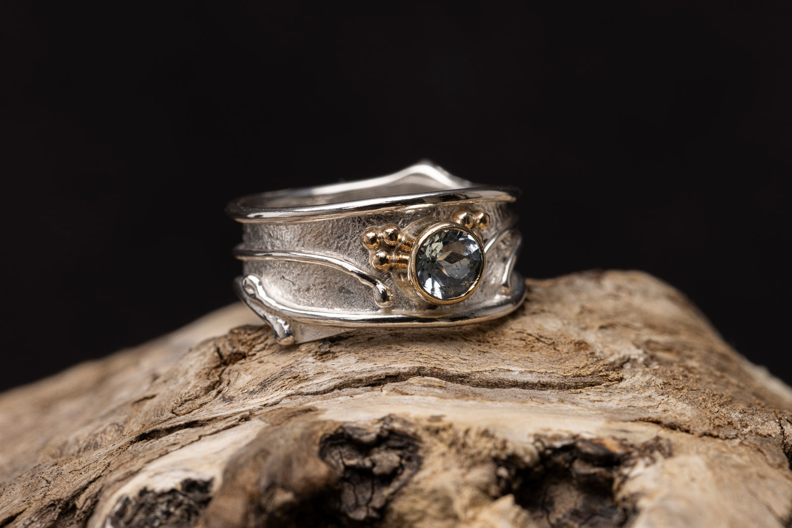 LG170 - Silver and 9ct Gold Topaz Ring by Les Grimshaw available at Padstow Gallery Cornwall