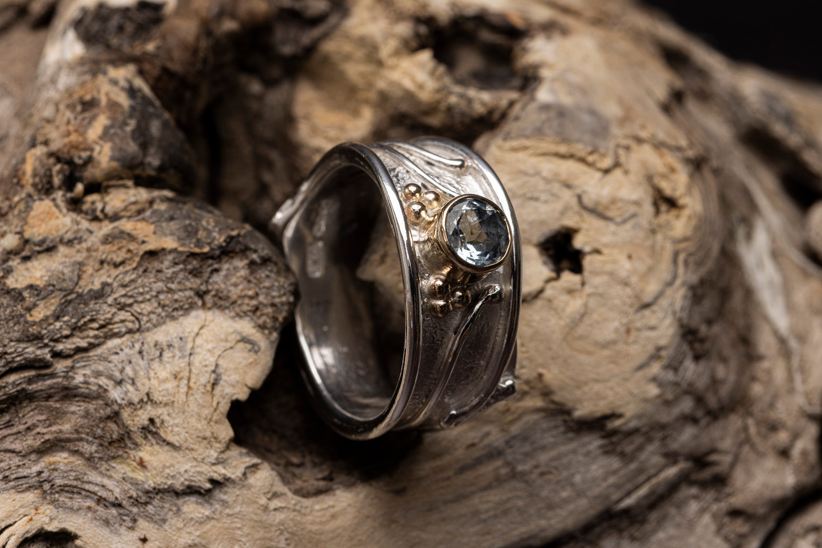 LG170 - Silver and 9ct Gold Topaz Ring by Les Grimshaw available at Padstow Gallery Cornwall
