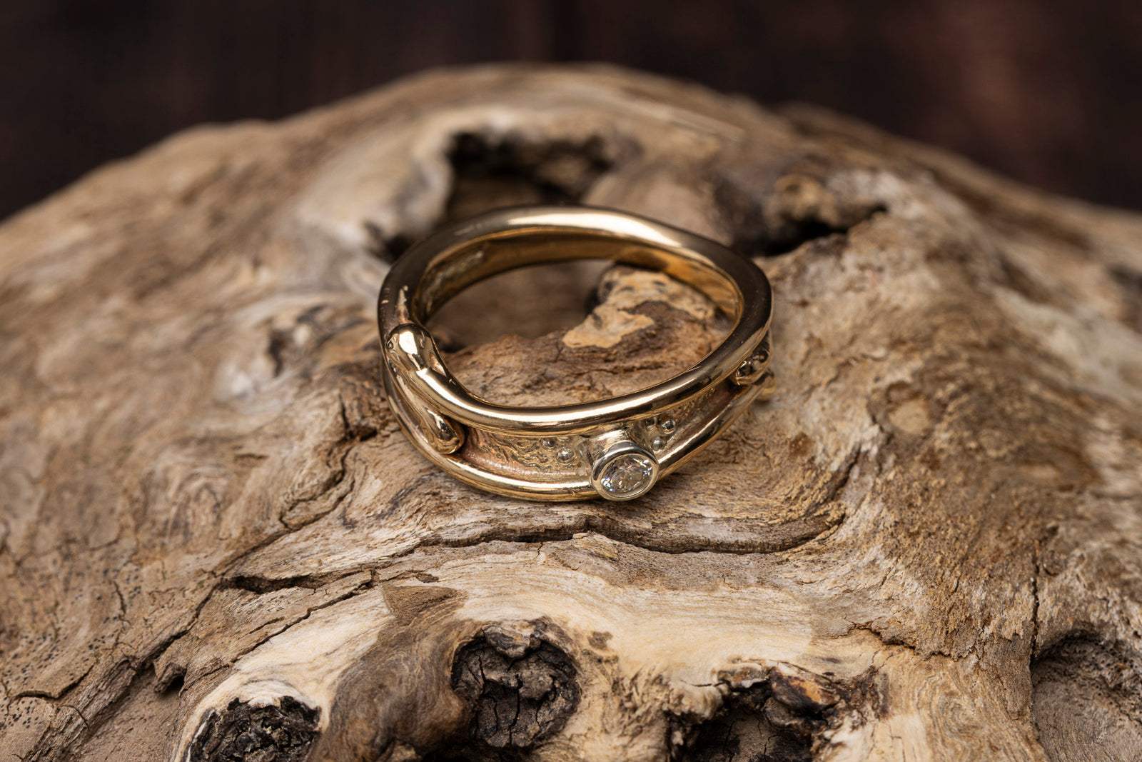 LG174 - 9ct Yellow & White Gold 3mm Diamond Ring by Les Grimshaw available at Padstow Gallery Cornwall