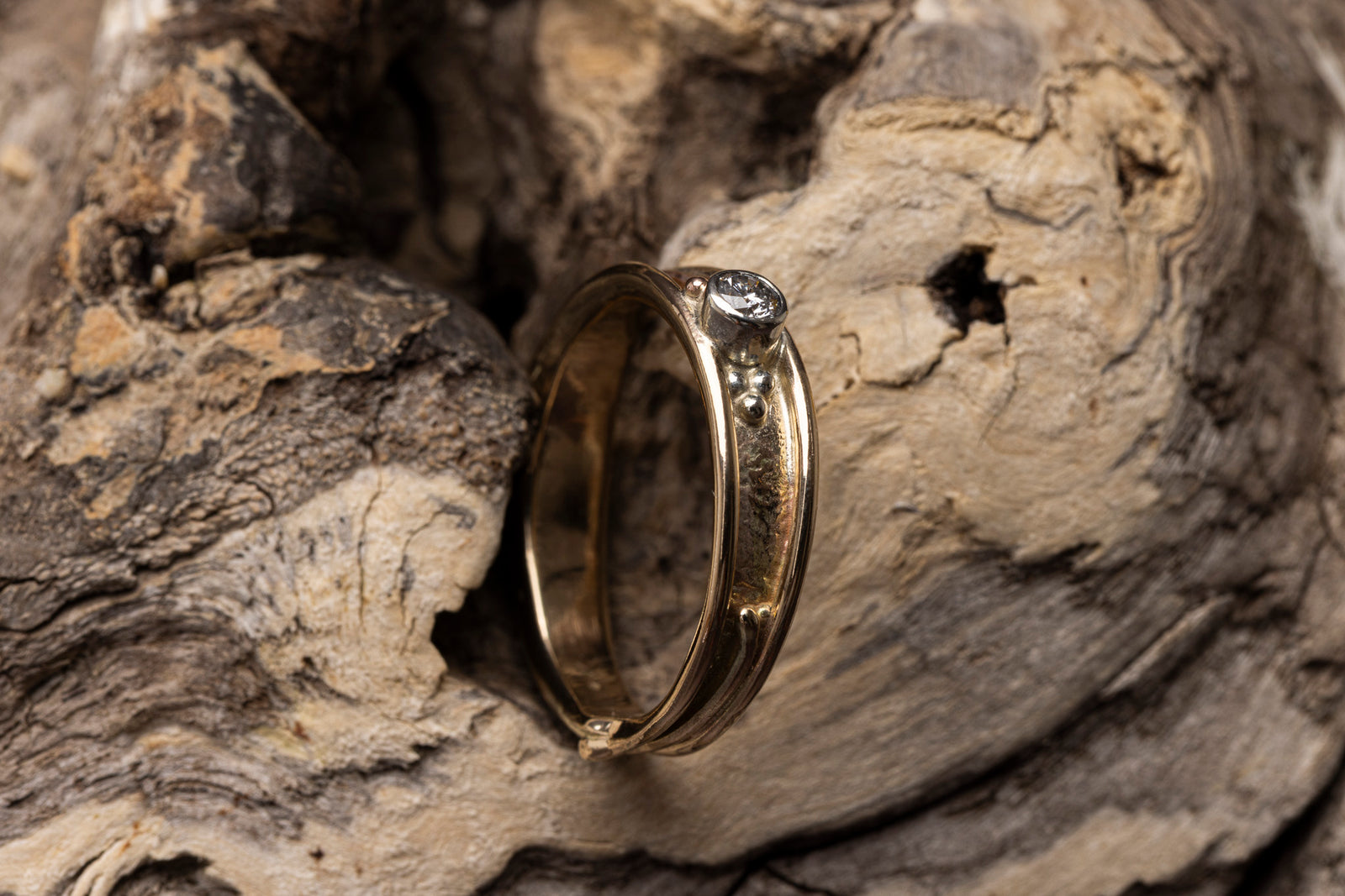 LG173 - 9ct Yellow & Red Gold 3mm Diamond Ring by Les Grimshaw available at Padstow Gallery Cornwall