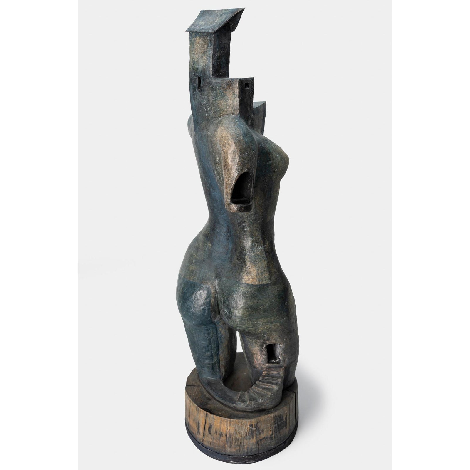 Dawn, ceramic woman/tower on plinth, by Sophie Howard, available from Padstow Gallery, Cornwall