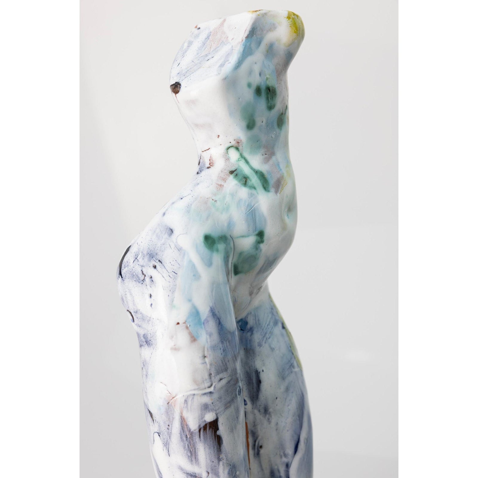 Sa II, Glazed terracotta standing figure, by Sophie Howard, available from Padstow Gallery, Cornwall