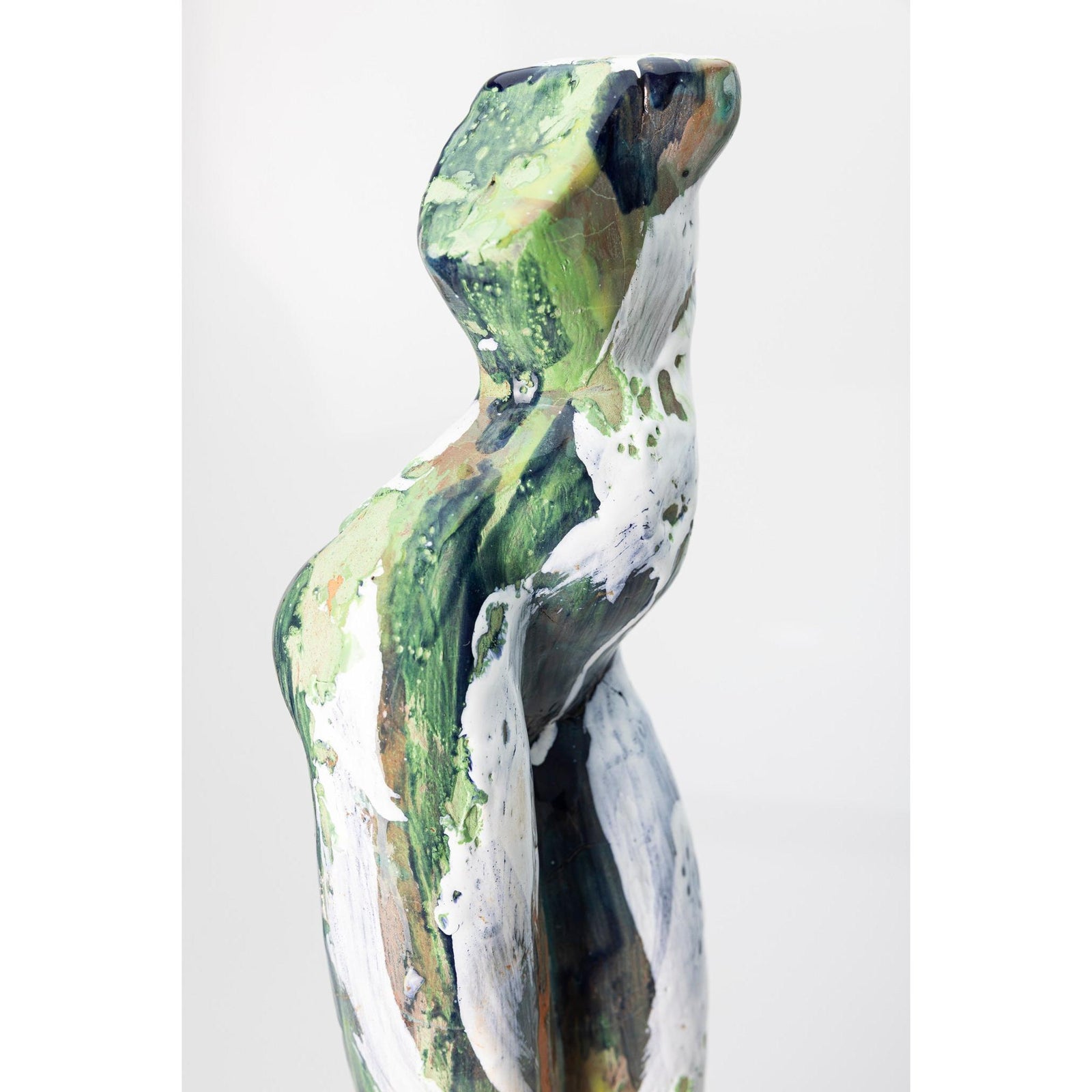 Sa I, Glazed terracotta standing figure, by Sophie Howard, available from Padstow Gallery, Cornwall
