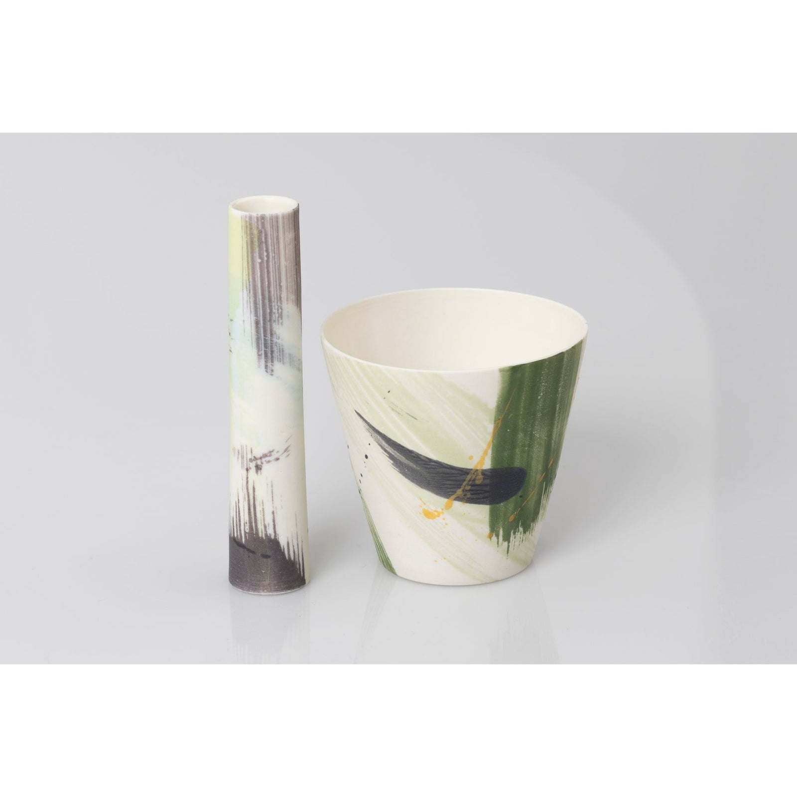 PG13 large cup and matching stem vase, porcelain by Ali Tomlin ceramics, available at Padstow Gallery, Cornwall