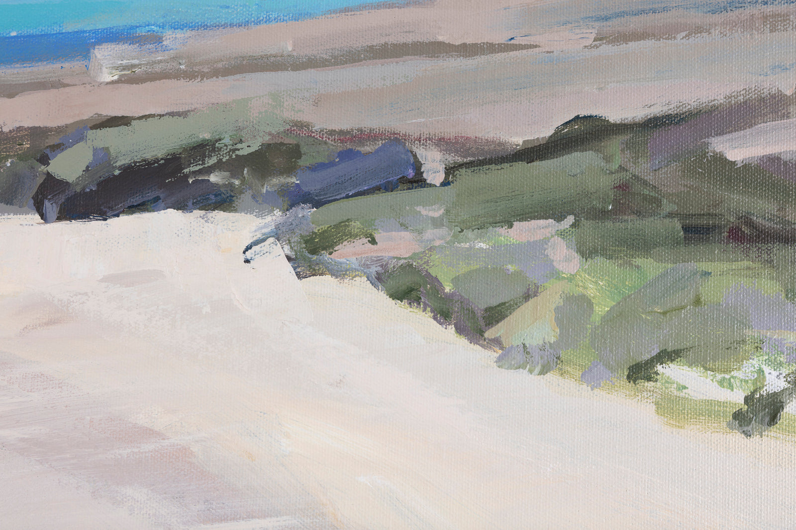 'Tregirls Beach' acrylic original by Andrew Jago, available at Padstow Gallery, Cornwall