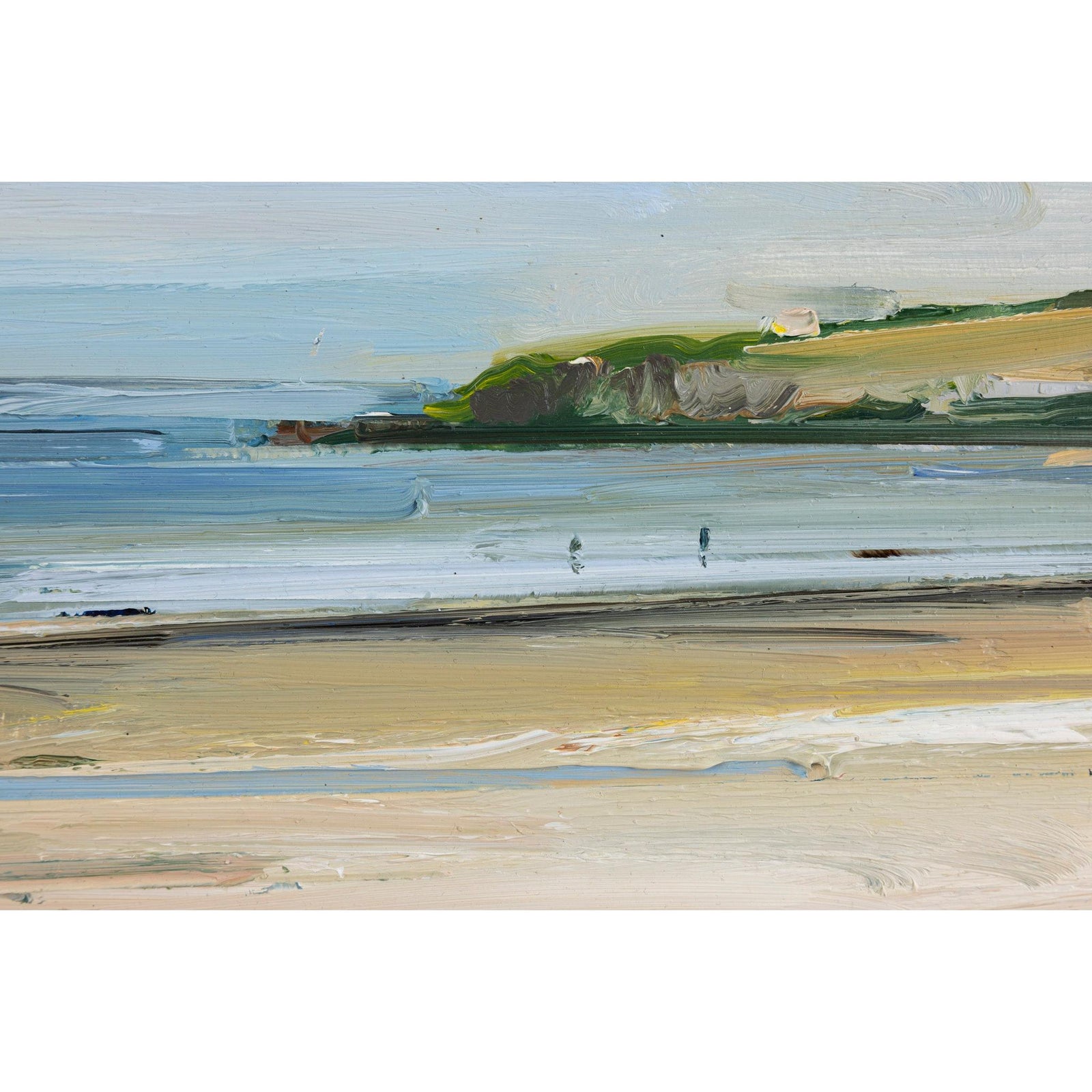 'A Morning Walk on Daymer Beach' oil on board original by David Atkins, available at Padstow Gallery, Cornwall