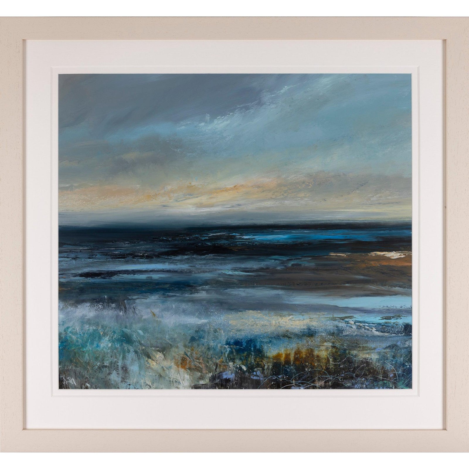 'Watching The Changing Colours of the Sea and the Sky, North Coast' oil on mylar paper original by Amanda Hoskin, available at Padstow Gallery, Cornwall