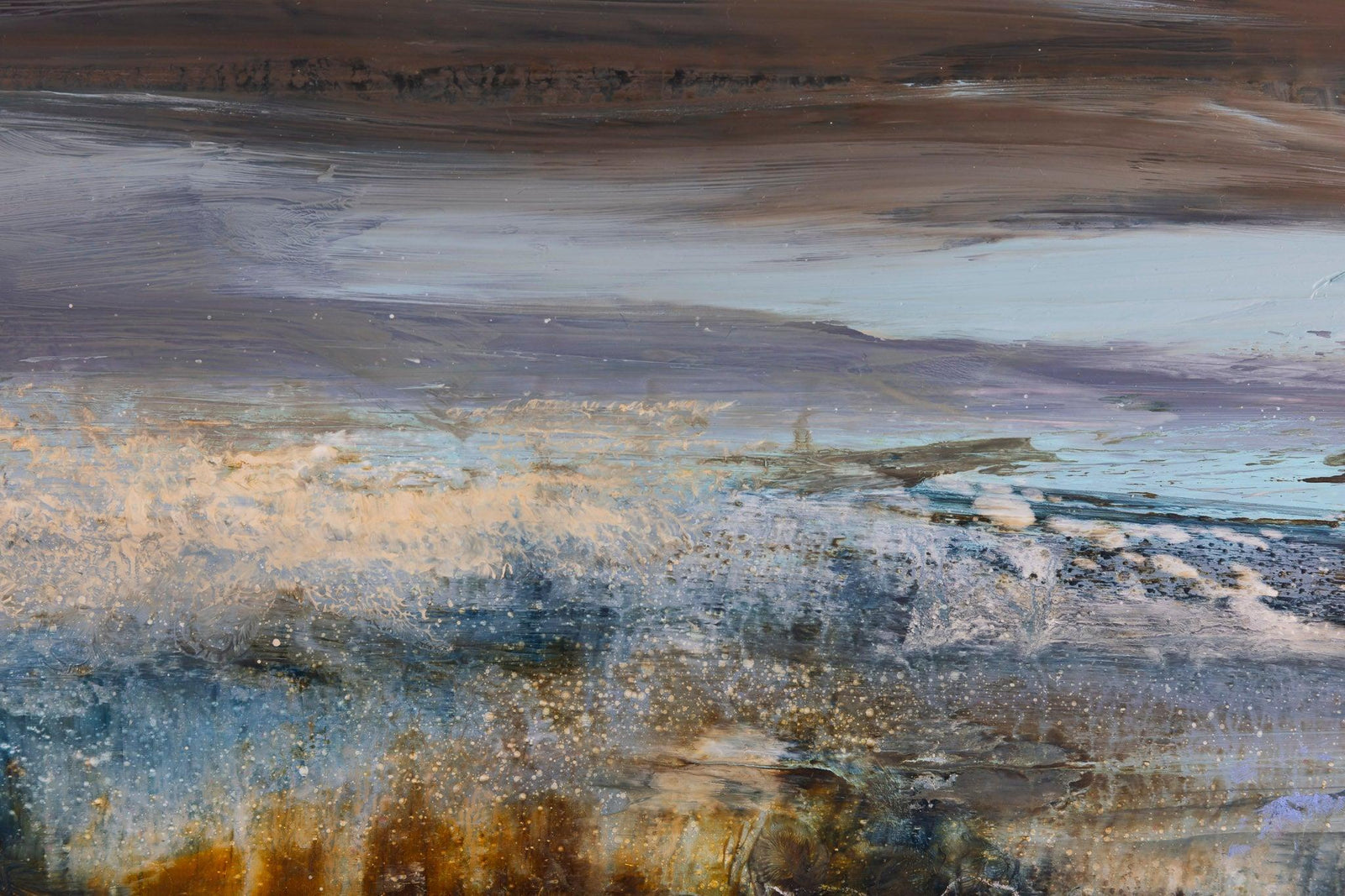 'Watching The Changing Colours of the Sea and the Sky, North Coast' oil on mylar paper original by Amanda Hoskin, available at Padstow Gallery, Cornwall