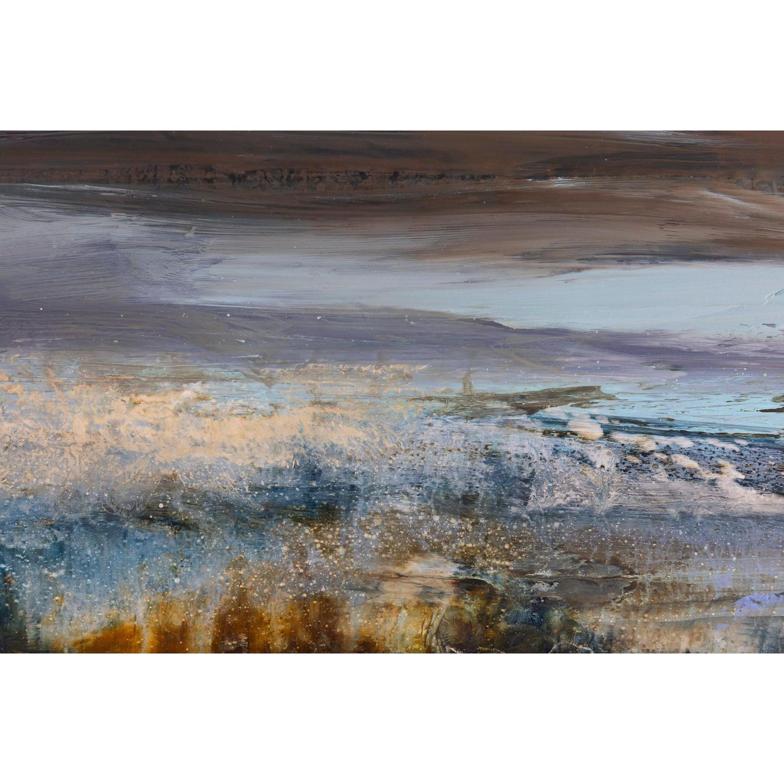 'Watching The Changing Colours of the Sea and the Sky, North Coast' oil on mylar paper original by Amanda Hoskin, available at Padstow Gallery, Cornwall