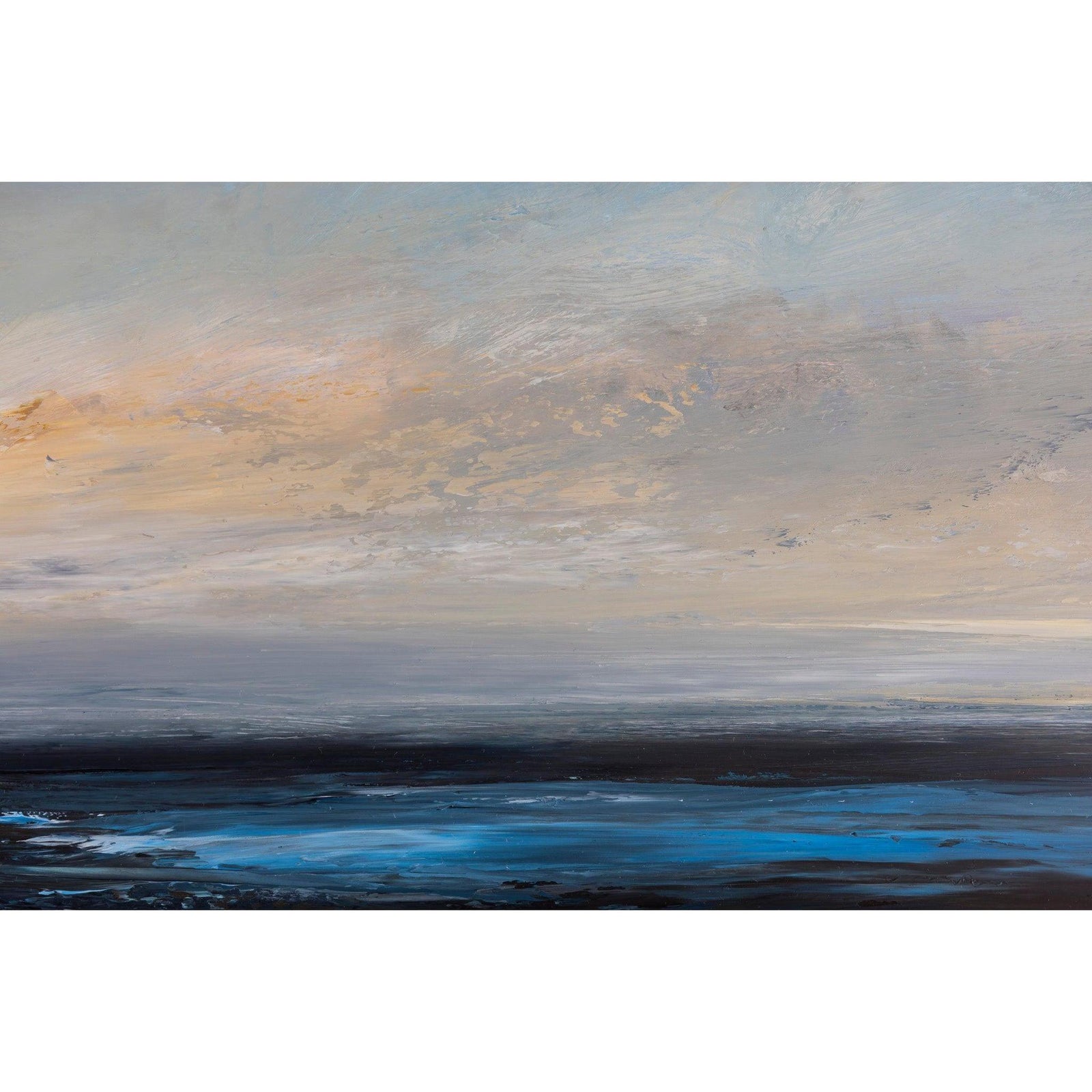 'Watching The Changing Colours of the Sea and the Sky, North Coast' oil on mylar paper original by Amanda Hoskin, available at Padstow Gallery, Cornwall