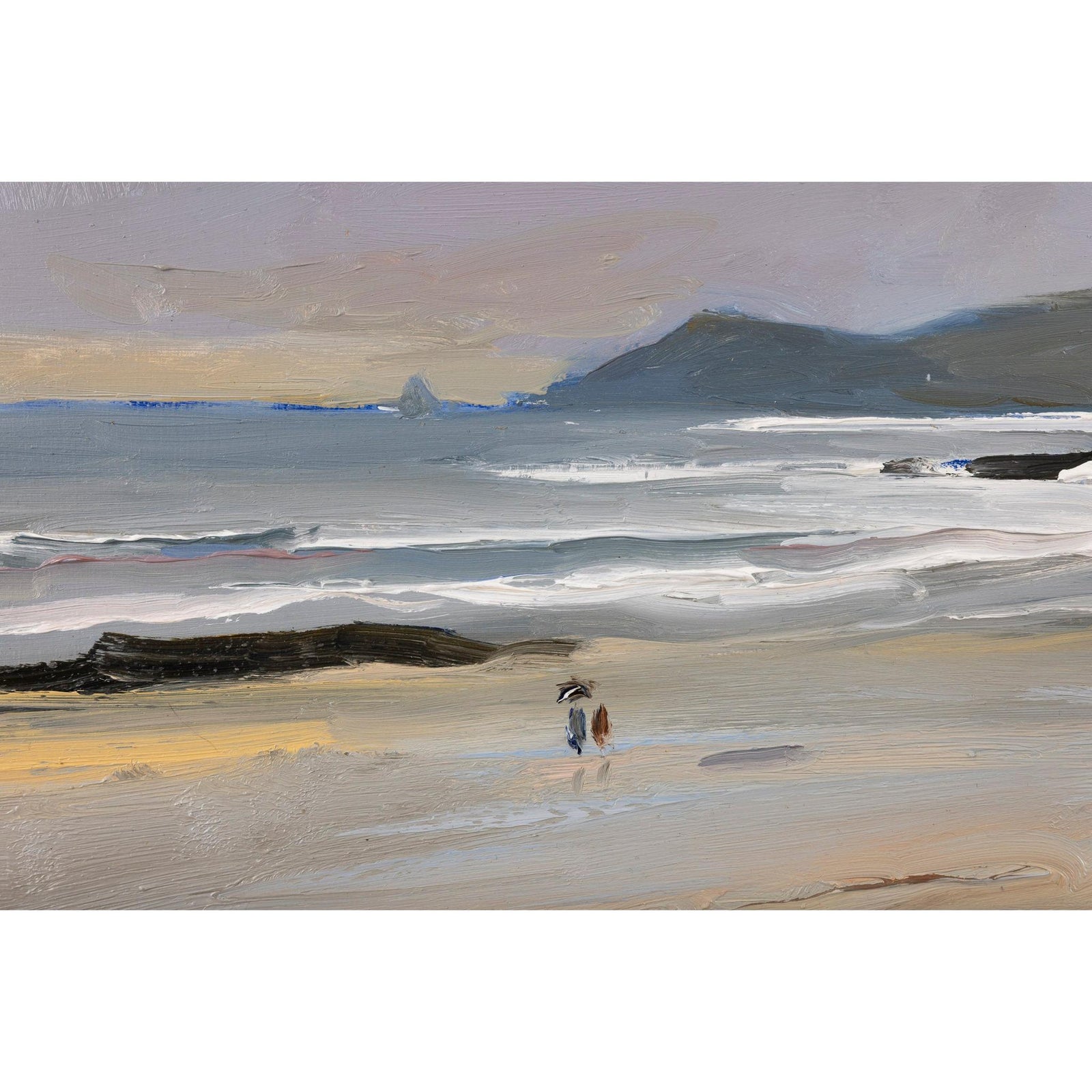 'An Autumn Day On Constantine Beach' oil on board original by David Atkins, available at Padstow Gallery, Cornwall