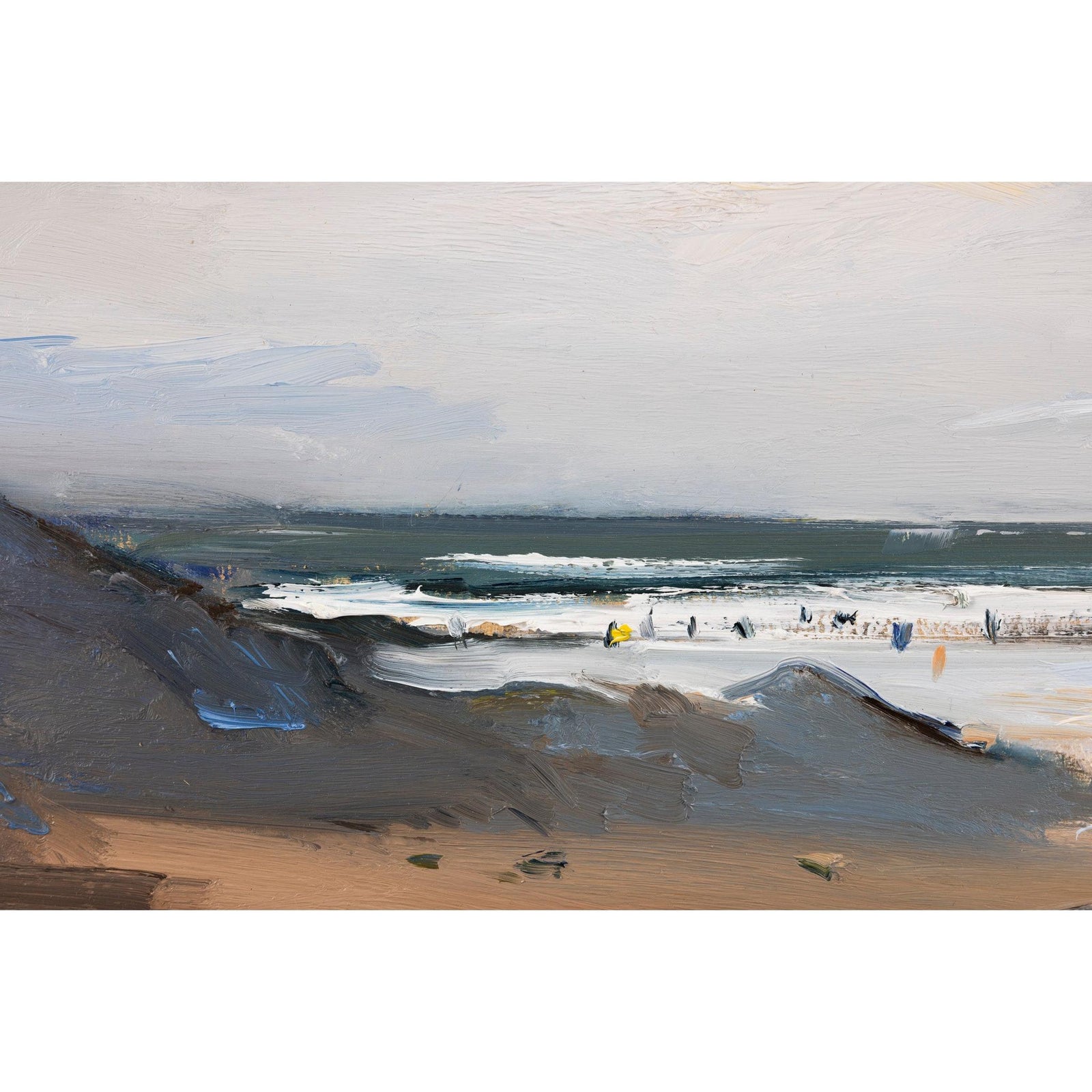 'Early Summers Day On Polzeath Beach' oil on board original by David Atkins, available at Padstow Gallery, Cornwall