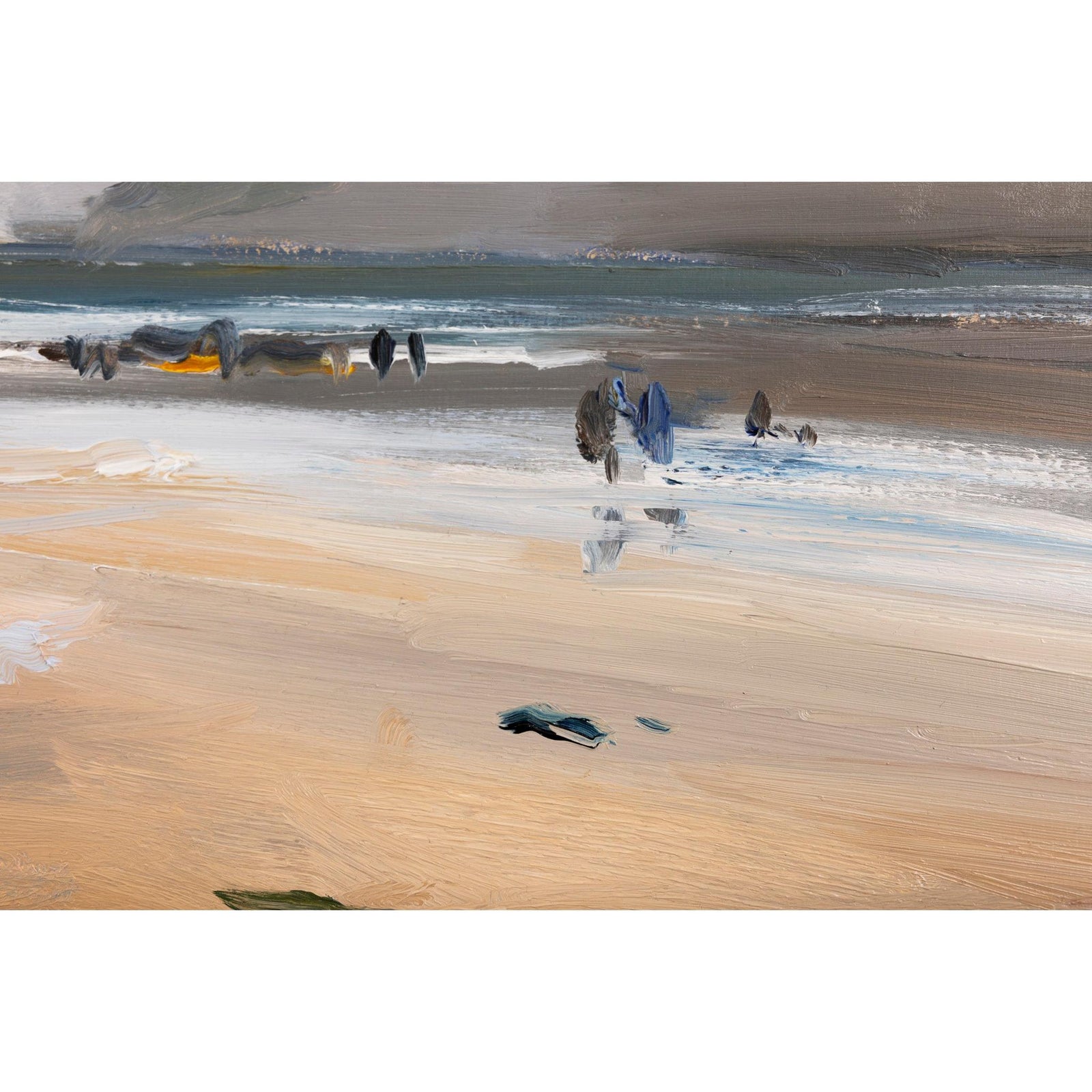 'Early Summers Day On Polzeath Beach' oil on board original by David Atkins, available at Padstow Gallery, Cornwall