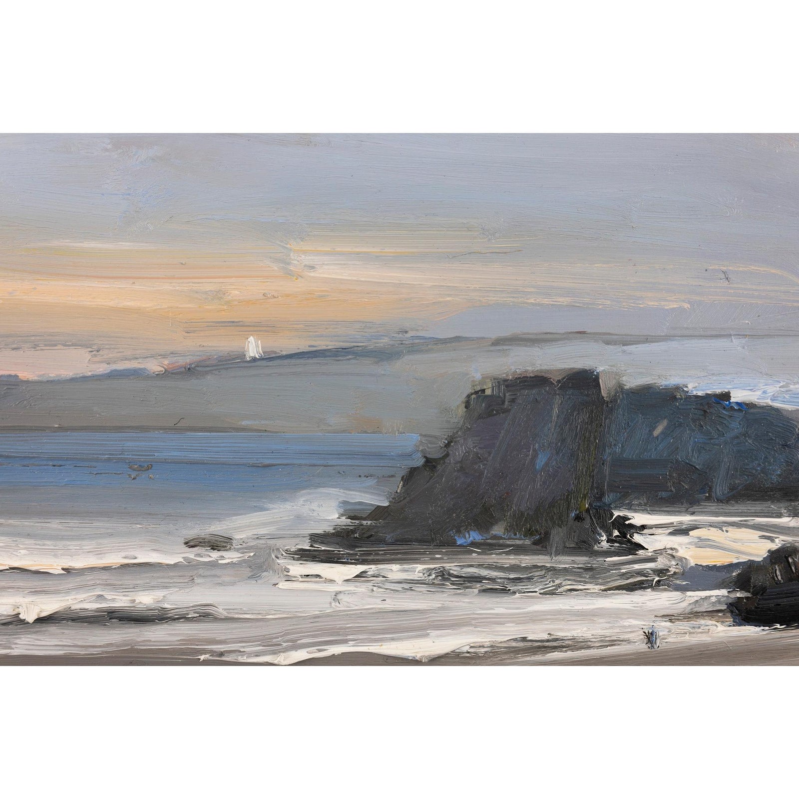 'Porthcothan Beach, Cornwall' oil on board original by David Atkins, available at Padstow Gallery, Cornwall