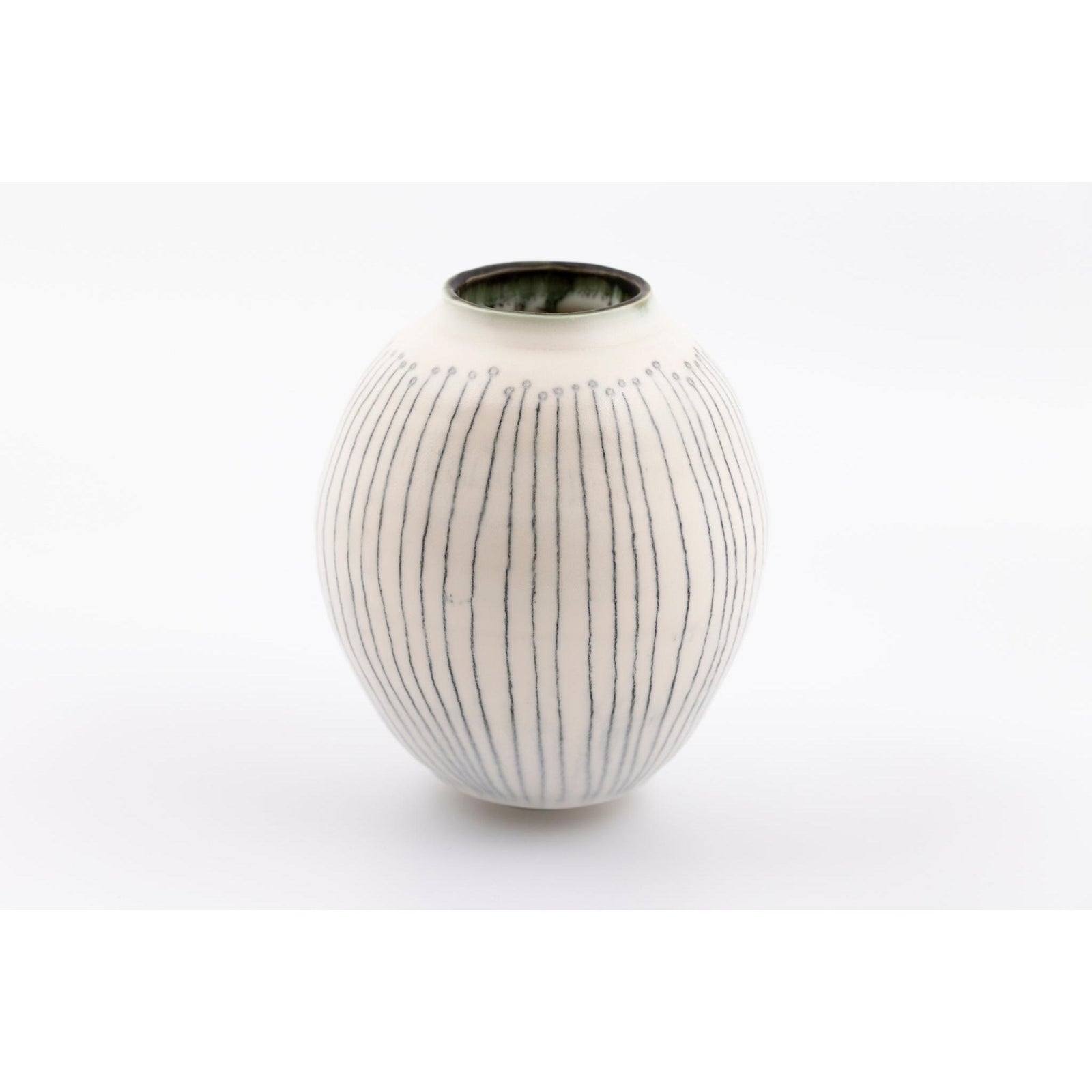 SC21 Porcelain Moon Jar with Sgraffito by Sarah Cooling available at Padstow Gallery, Cornwall