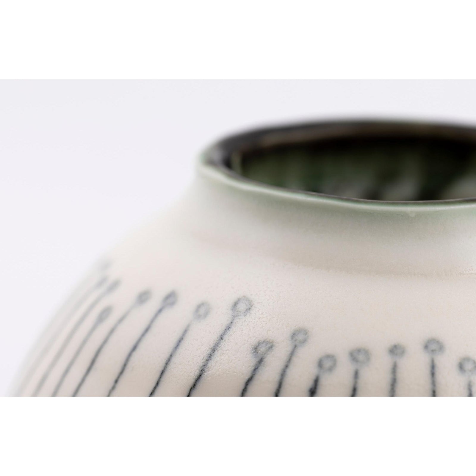 SC21 Porcelain Moon Jar with Sgraffito by Sarah Cooling available at Padstow Gallery, Cornwall