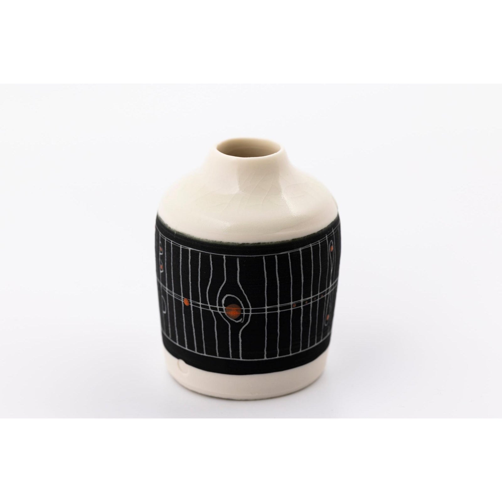 SC09 Sgraffitto Orange Pop Bottle by Sarah Cooling available at Padstow Gallery, Cornwall