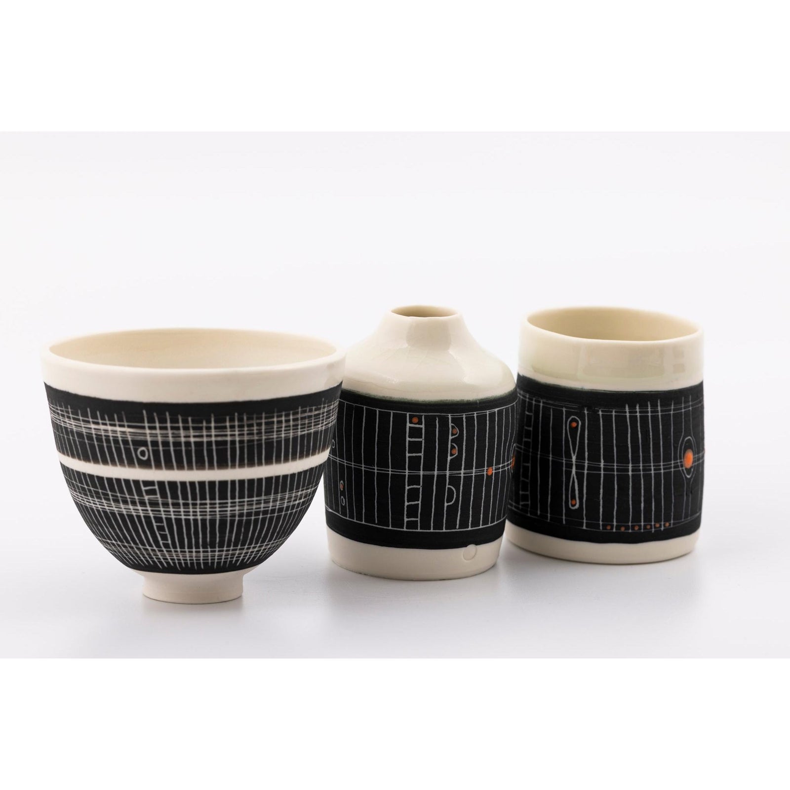 SC14 Sgraffitto Orange Pop Open Vessel by Sarah Cooling available at Padstow Gallery, Cornwall
