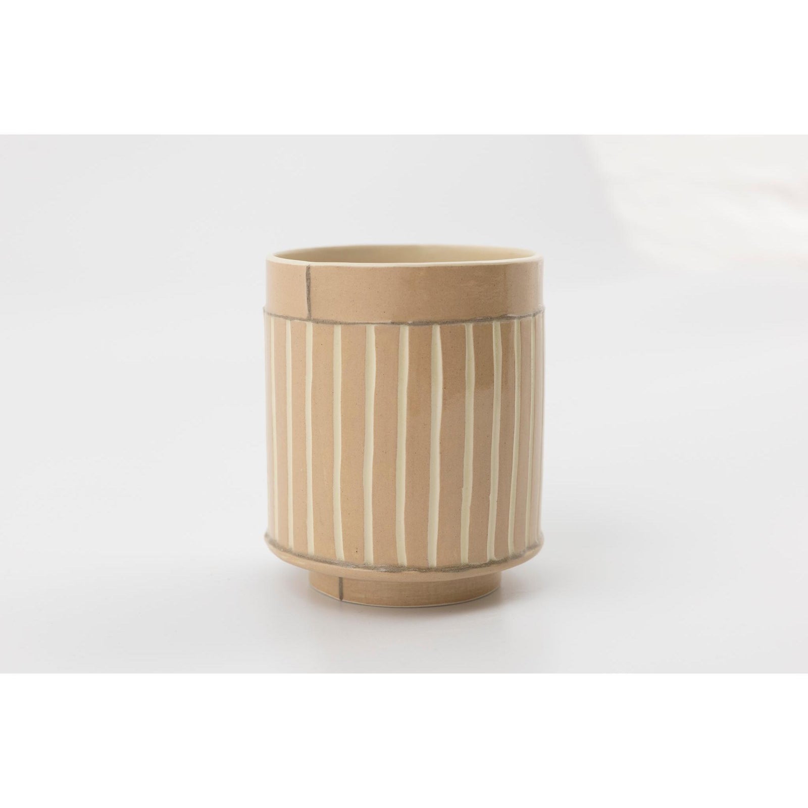 EKW4 Small Vessel | Dusty Pink with Brown Joins, handbuilt ceramic created by Emily-Kriste Wilcox, available from Padstow Gallery, Cornwall