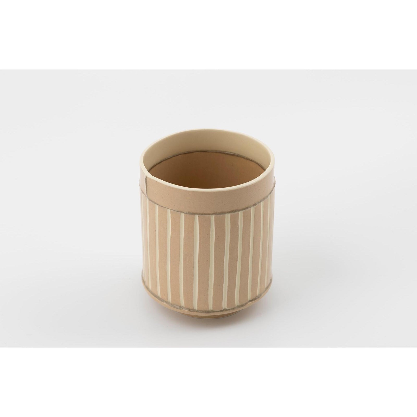 EKW4 Small Vessel | Dusty Pink with Brown Joins, handbuilt ceramic created by Emily-Kriste Wilcox, available from Padstow Gallery, Cornwall
