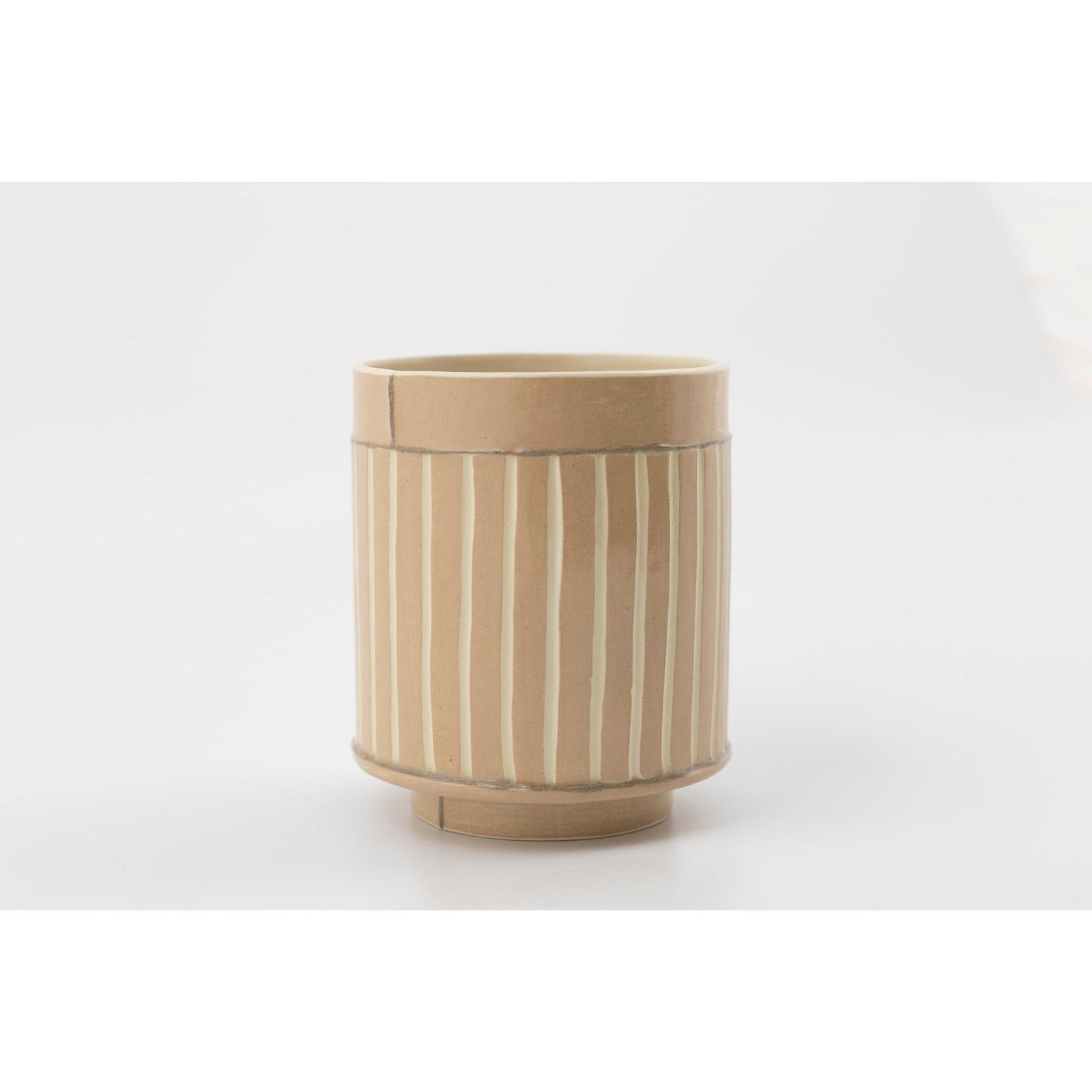 EKW4 Small Vessel | Dusty Pink with Brown Joins, handbuilt ceramic created by Emily-Kriste Wilcox, available from Padstow Gallery, Cornwall