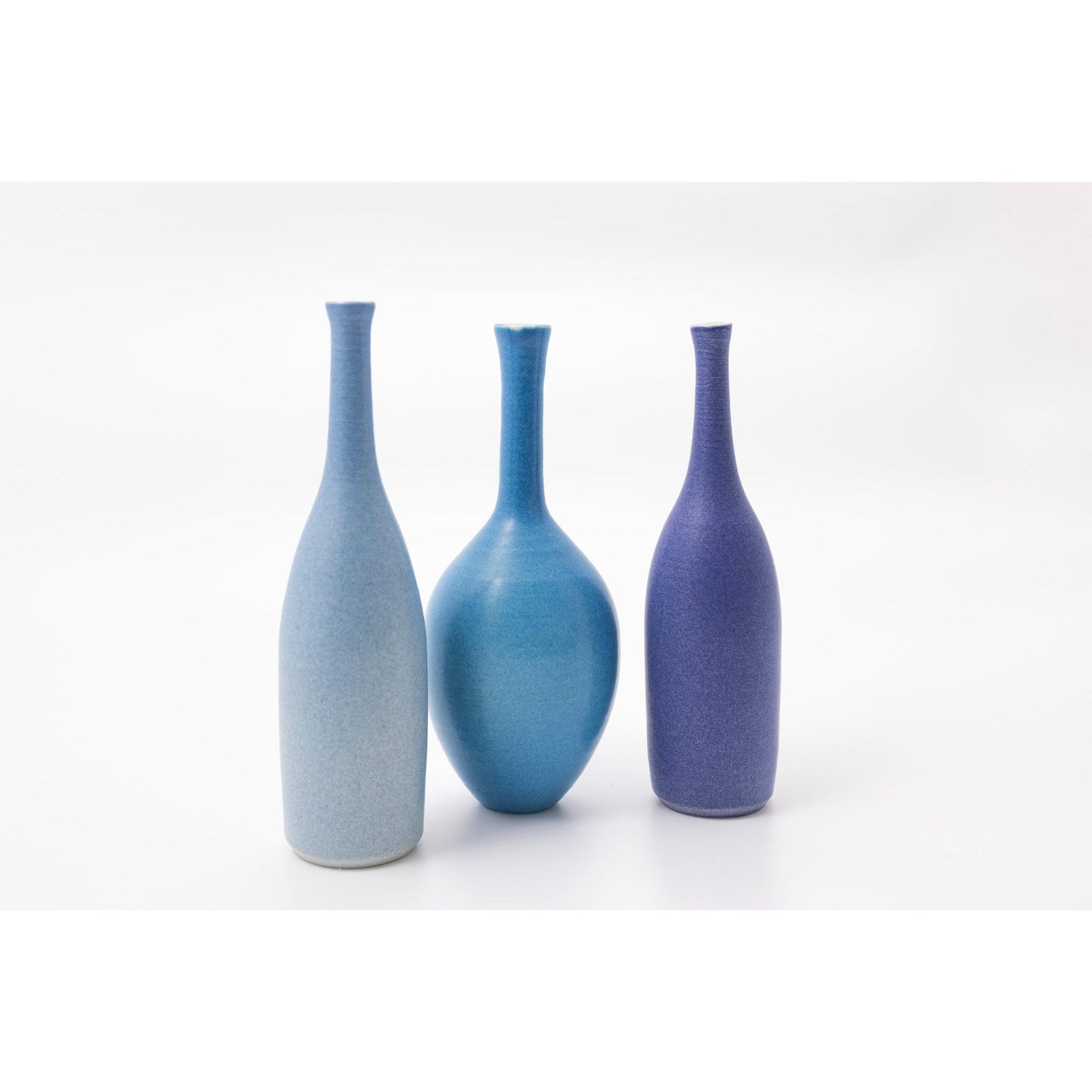 'LB212 Sea Blue bottle' by Lucy Burley ceramics, available at Padstow Gallery, Cornwall