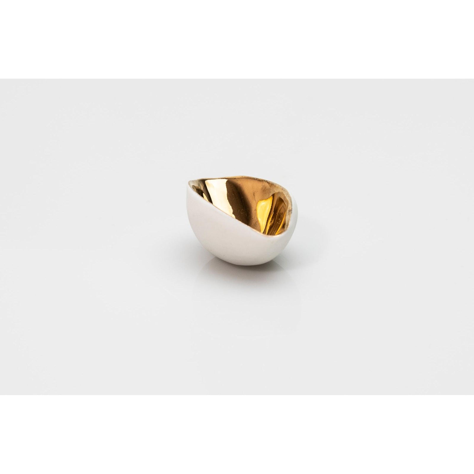 PL09 Miniature Scoop, white porcelain and gold lustre by Penny Little. Available at Padstow Gallery, Cornwall