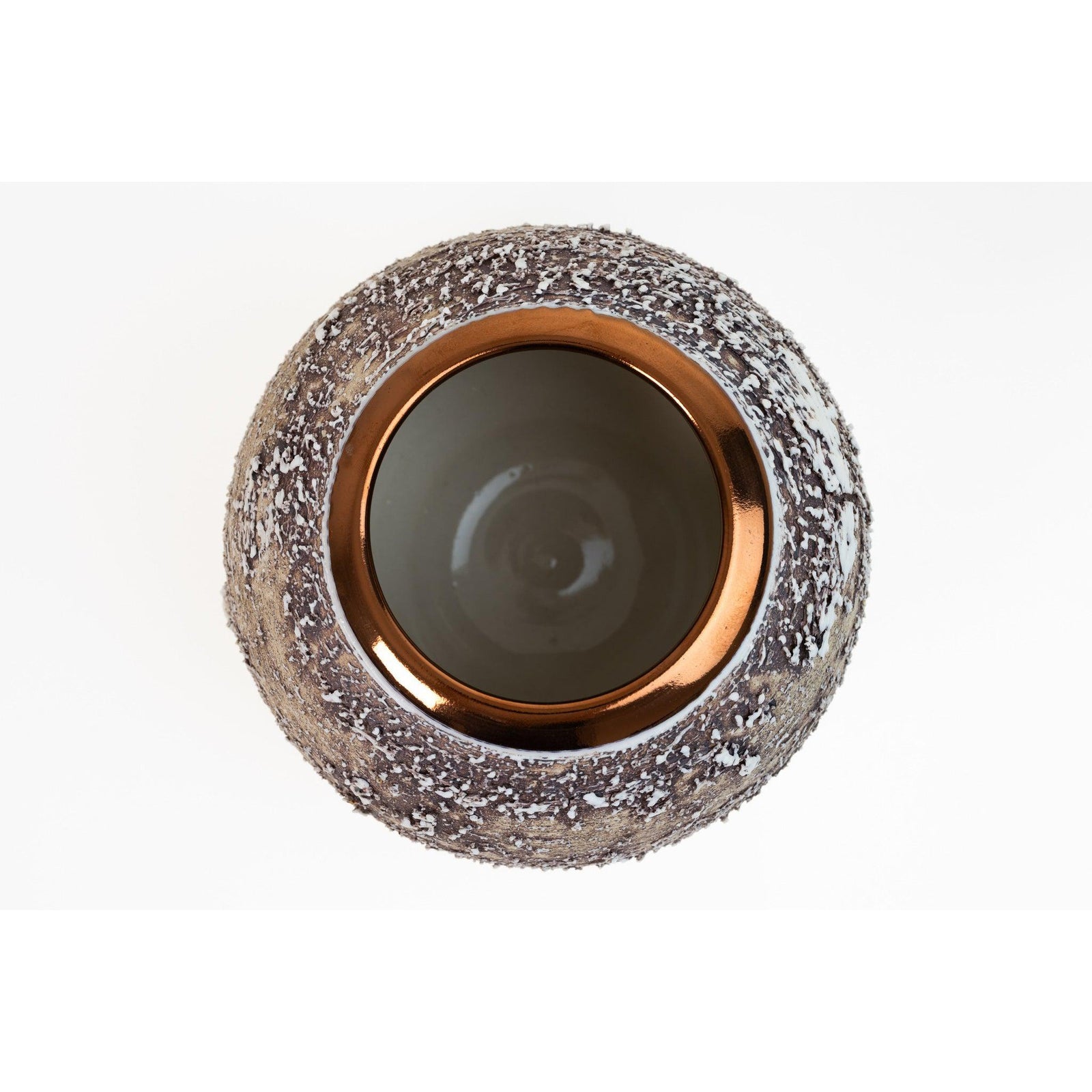 PGX30 Terra Textured Orb with Copper Lustre Rim by Alex McCarthy, available at Padstow Gallery, Cornwall