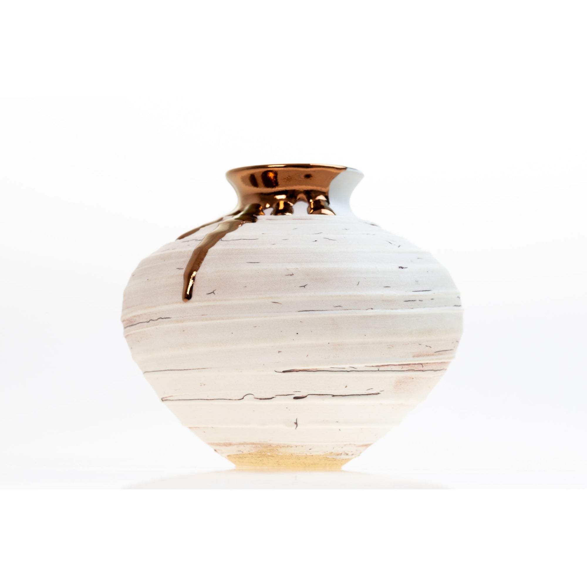 PGX34 Crackle Textured Vase with Copper Lustre by Alex McCarthy, available at Padstow Gallery, Cornwall