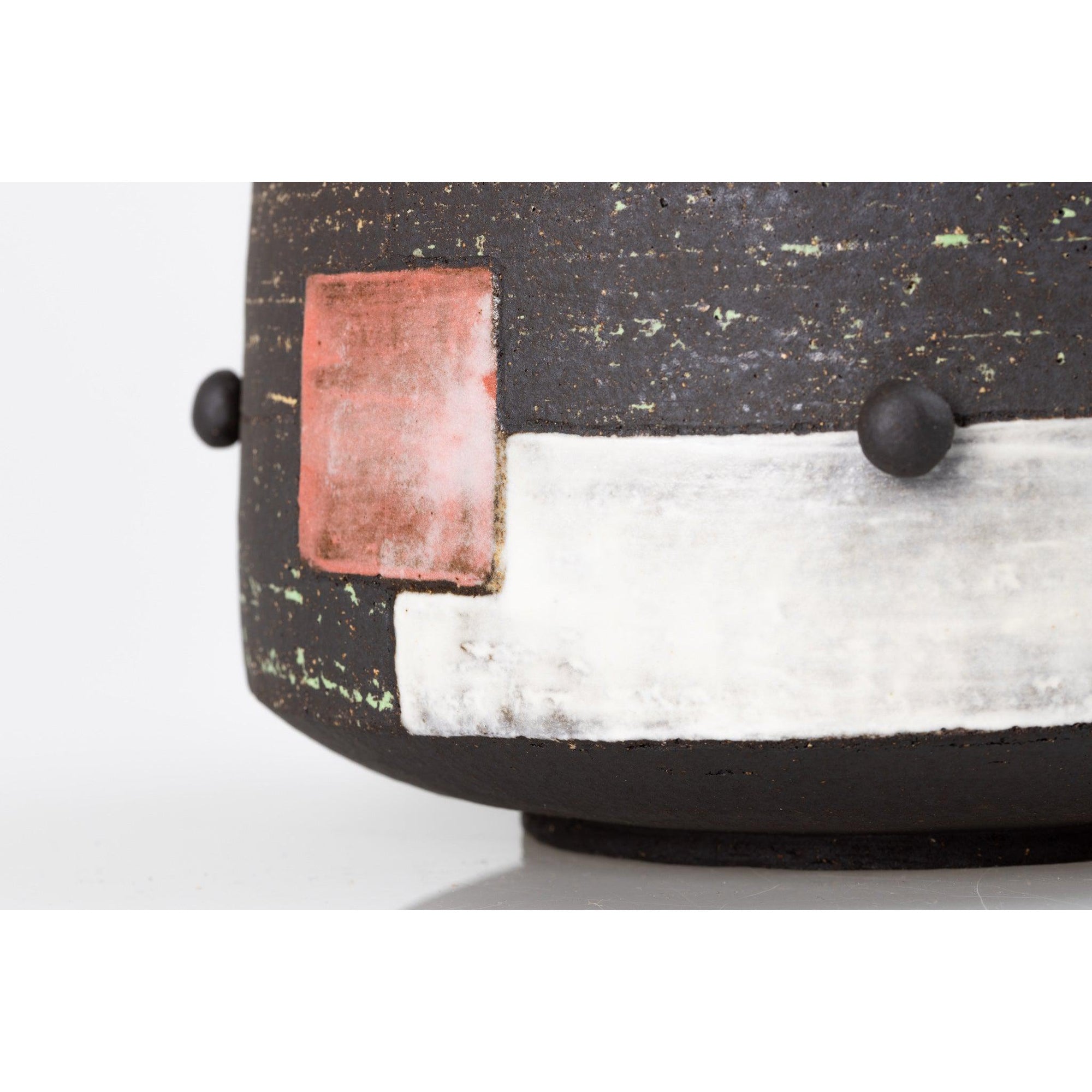 'AP44 Black Bowl with "washed" colours' by Ania Perkowska, available at Padstow Gallery, Cornwall