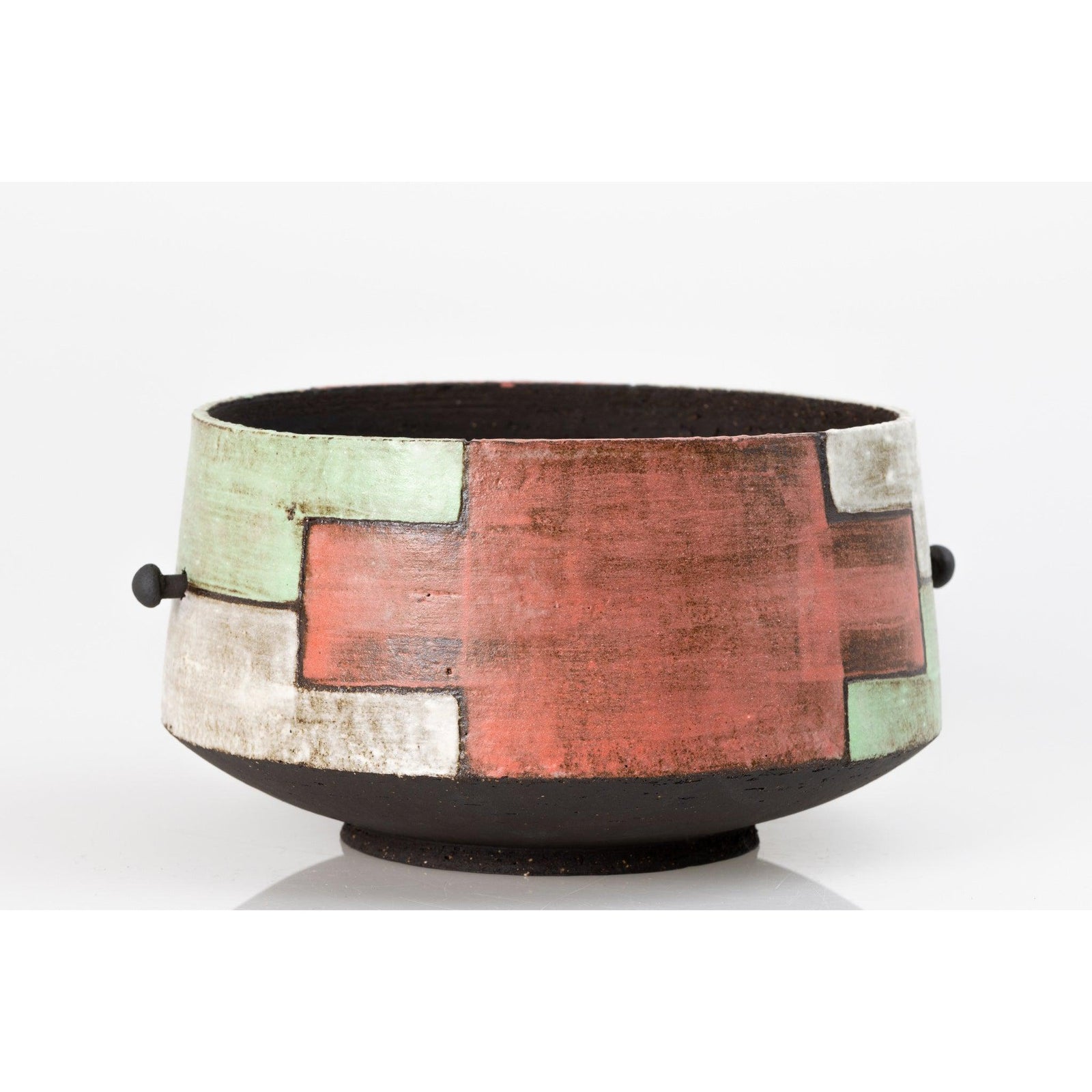 'AP43 Black Bowl with "washed" colours' by Ania Perkowska, available at Padstow Gallery, Cornwall