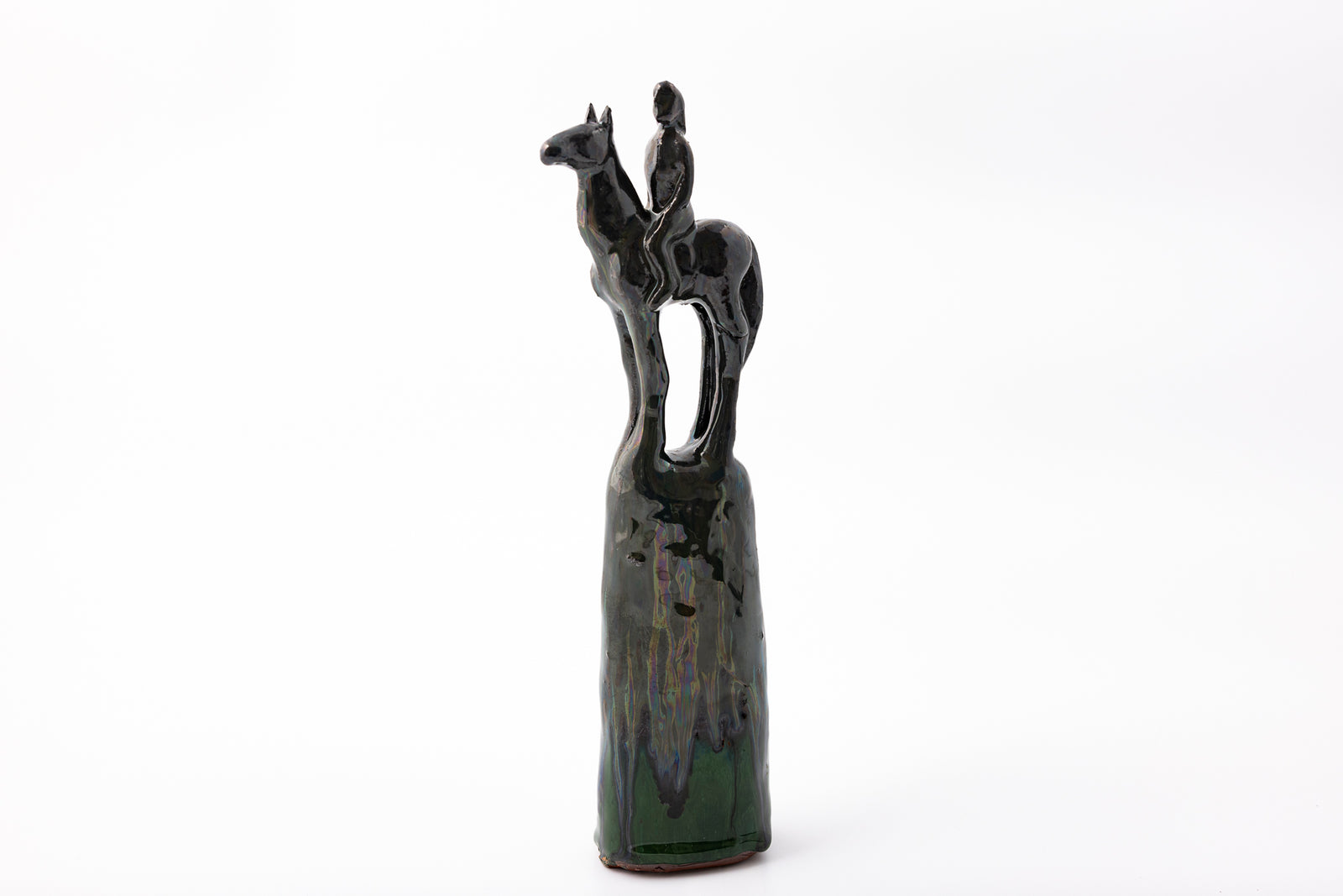 SH79 H glazed terracotta horse and rider by Sophie Howard available at Padstow Gallery Cornwall