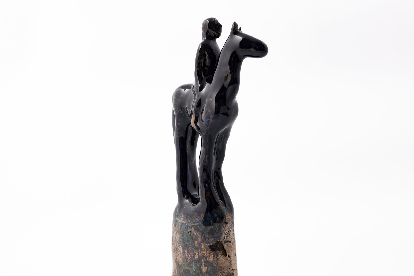 SH77 H glazed terracotta horse and rider by Sophie Howard available at Padstow Gallery Cornwall