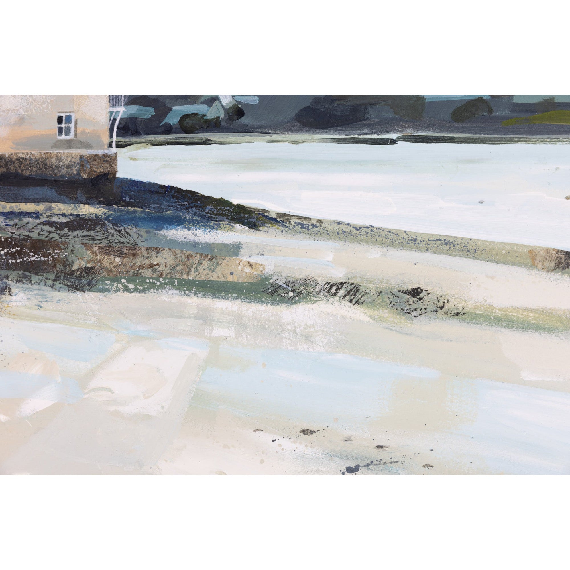'The Beach at Rock' a mixed media original by Claire Henley, available at Padstow Gallery, Cornwall
