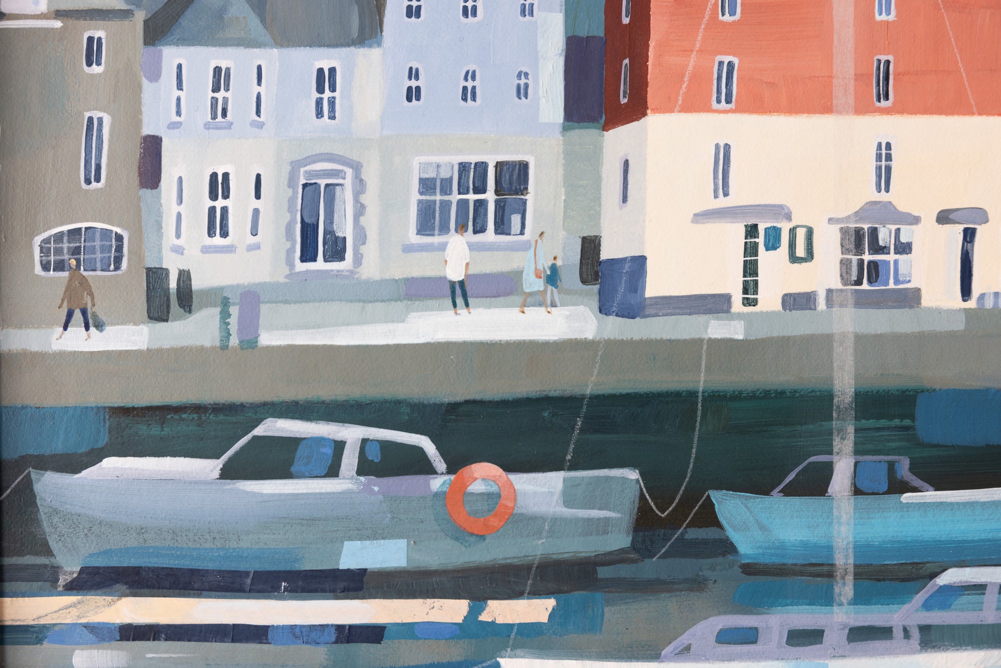 'Padstow South Quay' a mixed media original by Claire Henley, available at Padstow Gallery, Cornwall