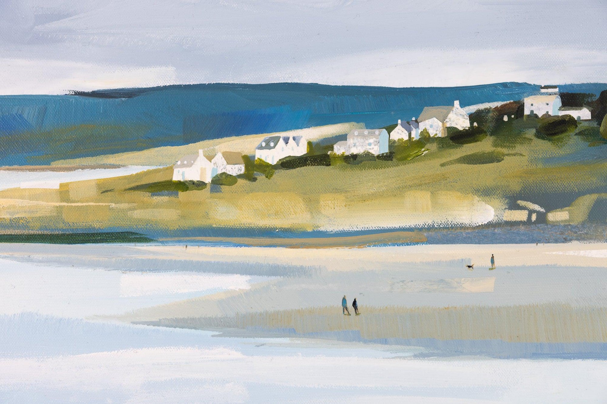 'Winter Walkers by the Camel Estuary' a mixed media original by Claire Henley, available at Padstow Gallery, Cornwall